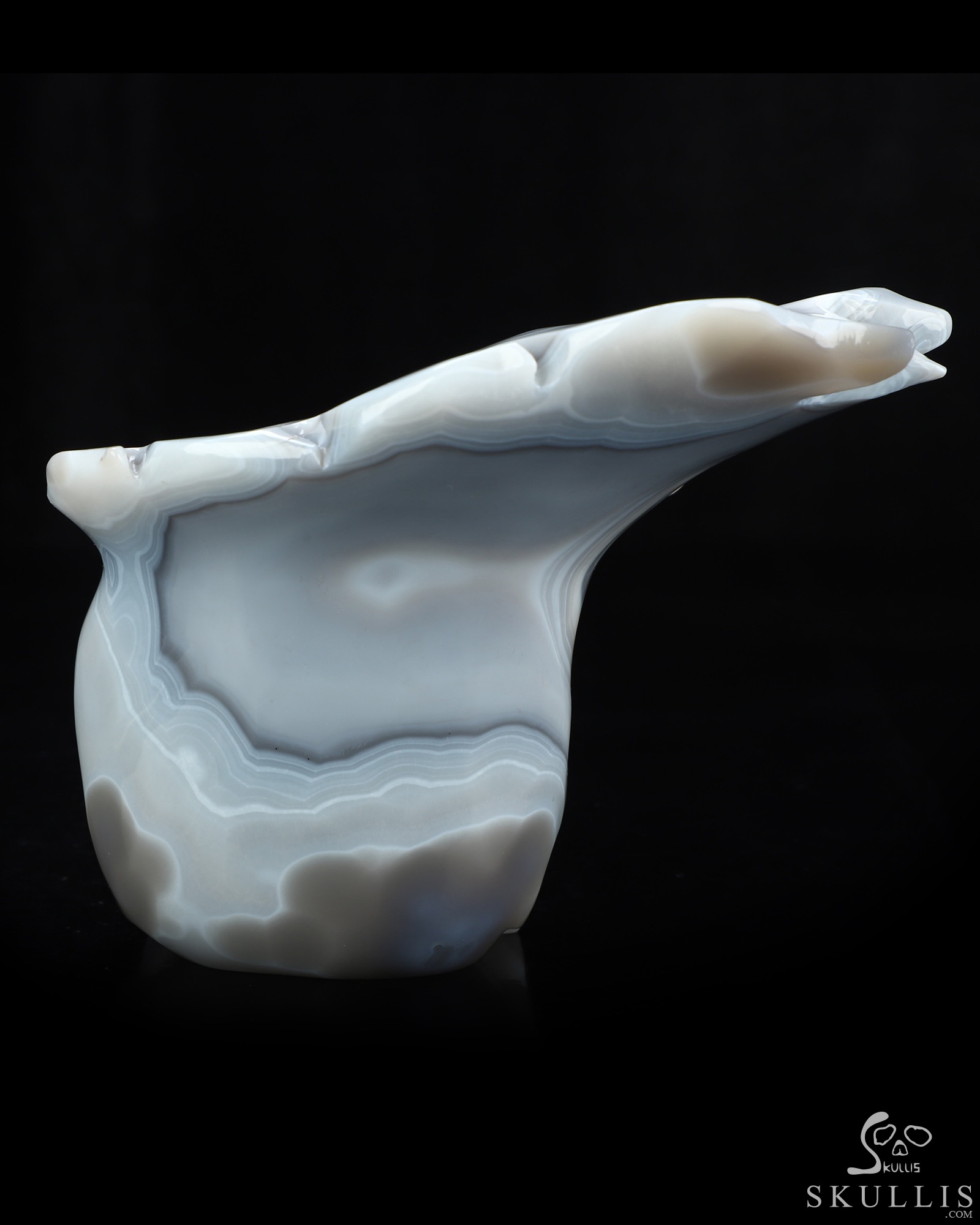 6.1" Banded Agate Geode Hand Carved Crystal Skull Fine Art Sculpture, Crystal Healing 6.1" Banded Agate Geode Hand Carved Crystal Skull Fine Art Sculpture, Crystal Healing