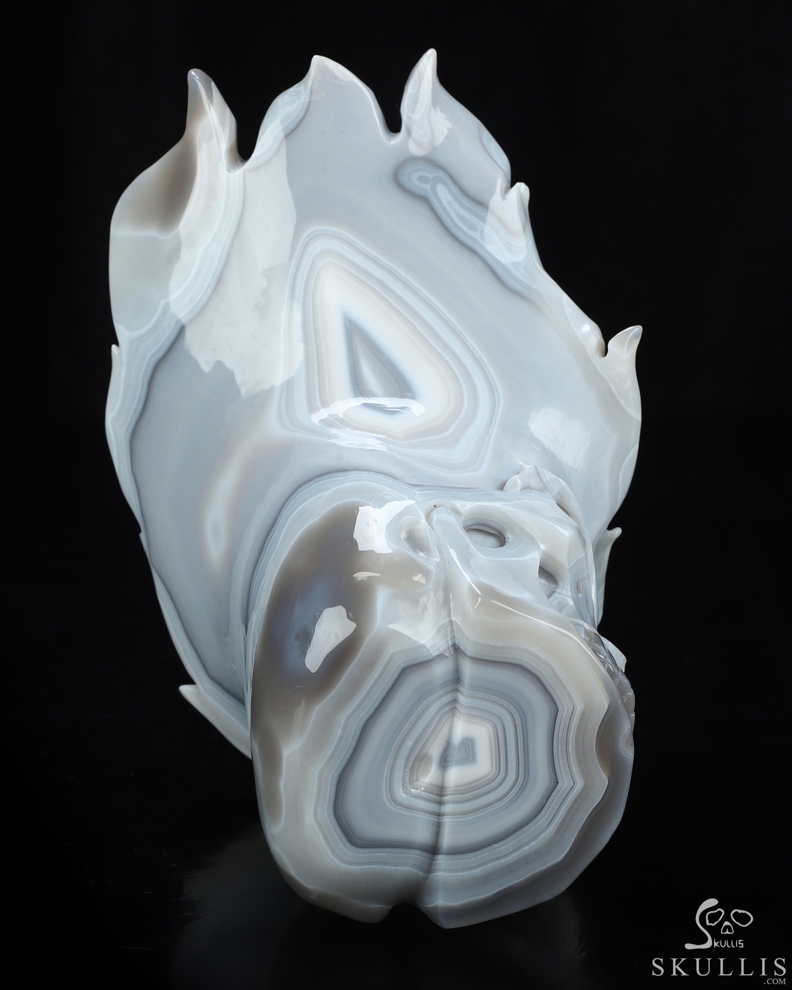 6.1" Banded Agate Geode Hand Carved Crystal Skull Fine Art Sculpture, Crystal Healing 6.1" Banded Agate Geode Hand Carved Crystal Skull Fine Art Sculpture, Crystal Healing