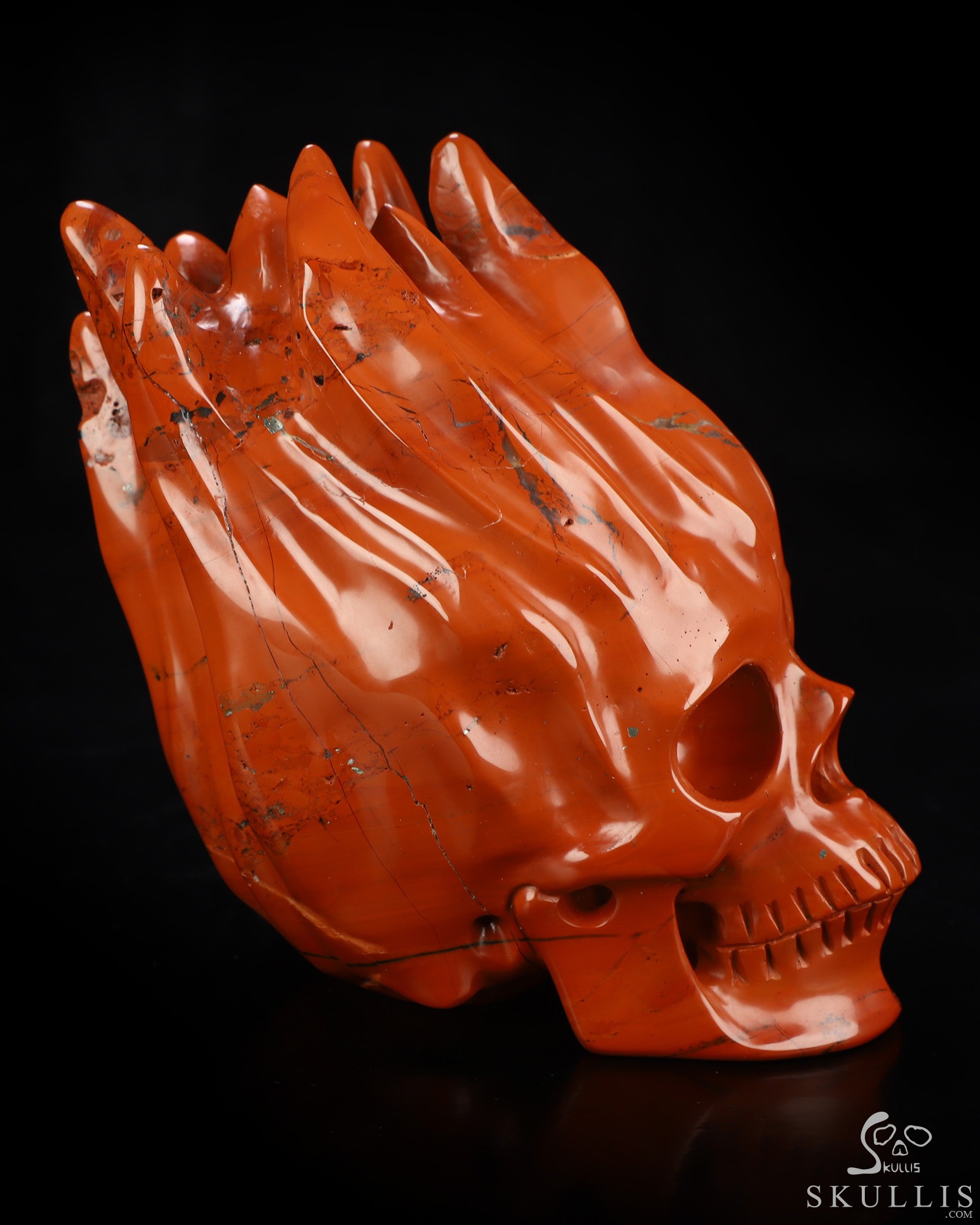 5.6" Red Jasper Hand Carved Flaming Crystal Skull, Crystal Healing 5.6" Red Jasper Hand Carved Flaming Crystal Skull, Crystal Healing