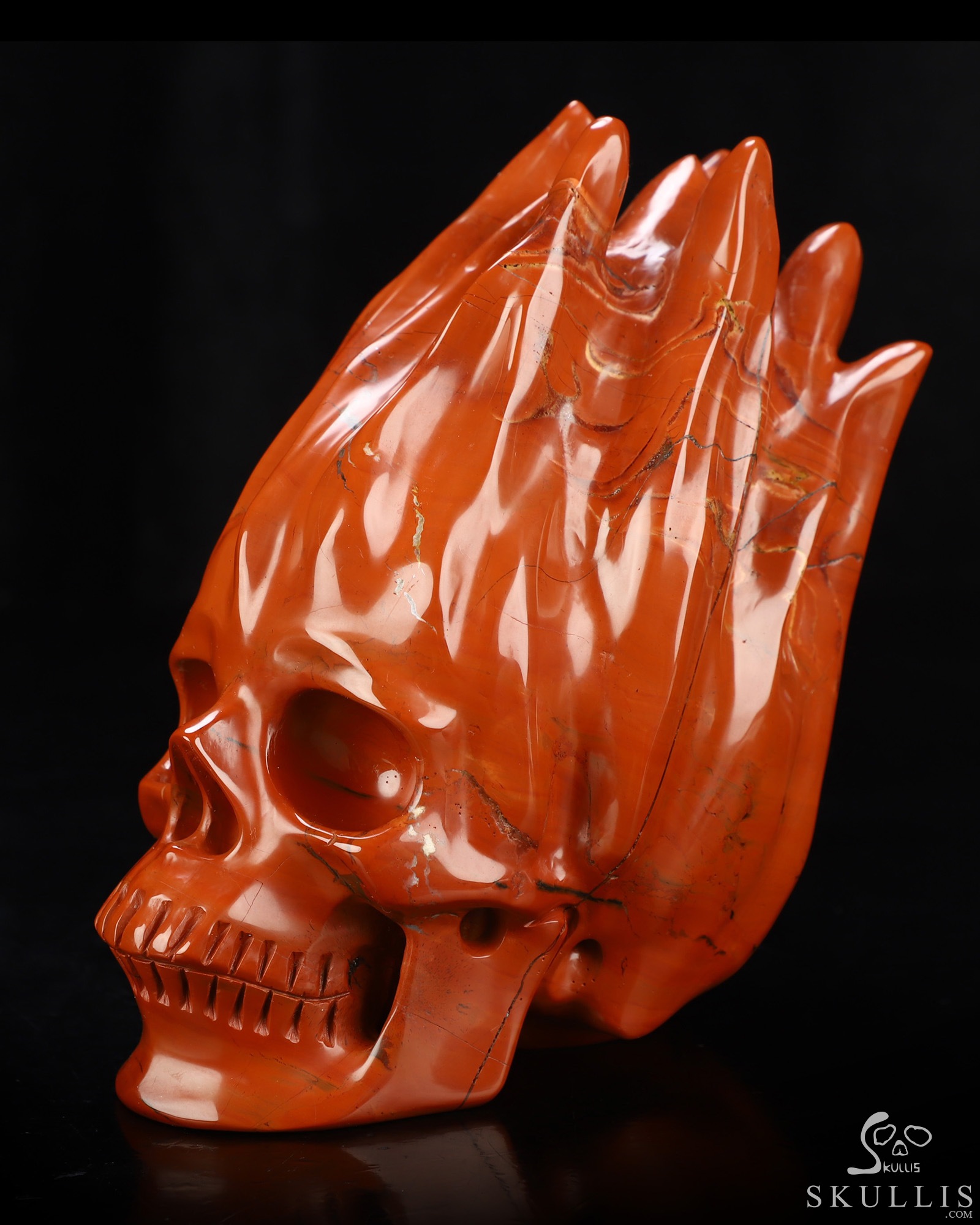 5.6" Red Jasper Hand Carved Flaming Crystal Skull, Crystal Healing 5.6" Red Jasper Hand Carved Flaming Crystal Skull, Crystal Healing