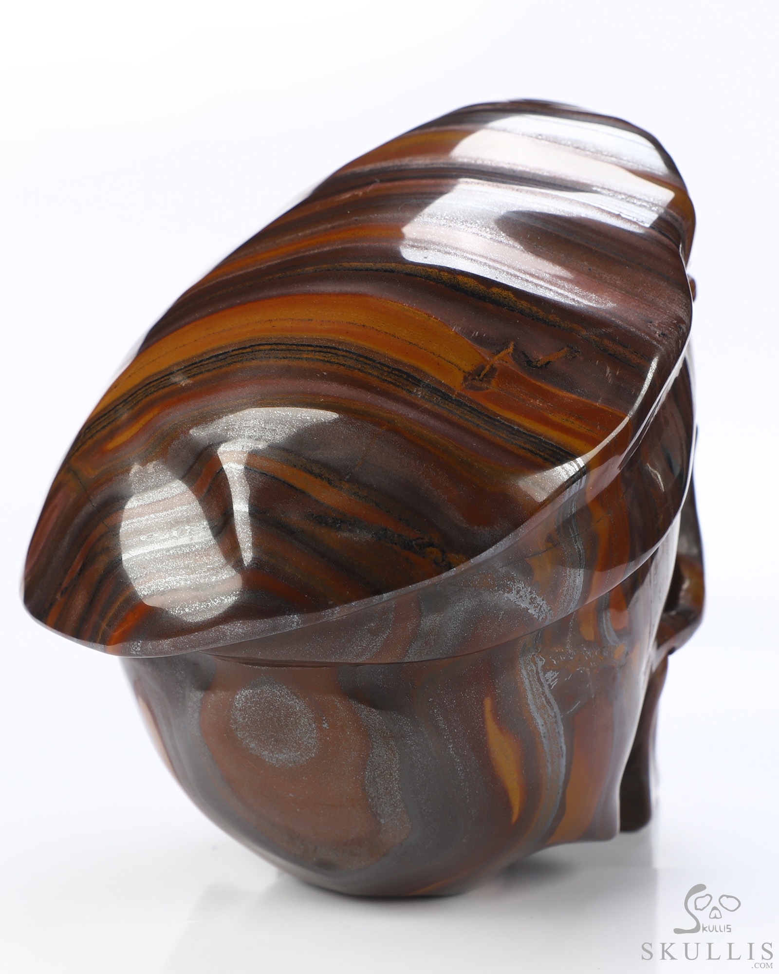 5.5" Tiger Iron Eye Hand Carved Beret Crystal Skull Sculpture, Crystal Healing 5.5" Tiger Iron Eye Hand Carved Beret Crystal Skull Sculpture, Crystal Healing