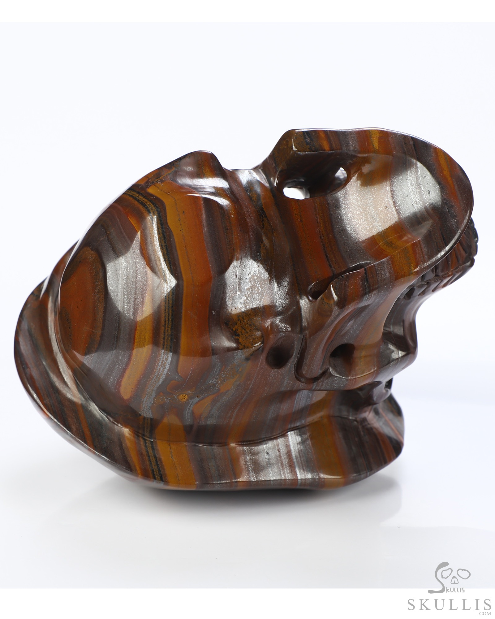 5.5" Tiger Iron Eye Hand Carved Beret Crystal Skull Sculpture, Crystal Healing 5.5" Tiger Iron Eye Hand Carved Beret Crystal Skull Sculpture, Crystal Healing