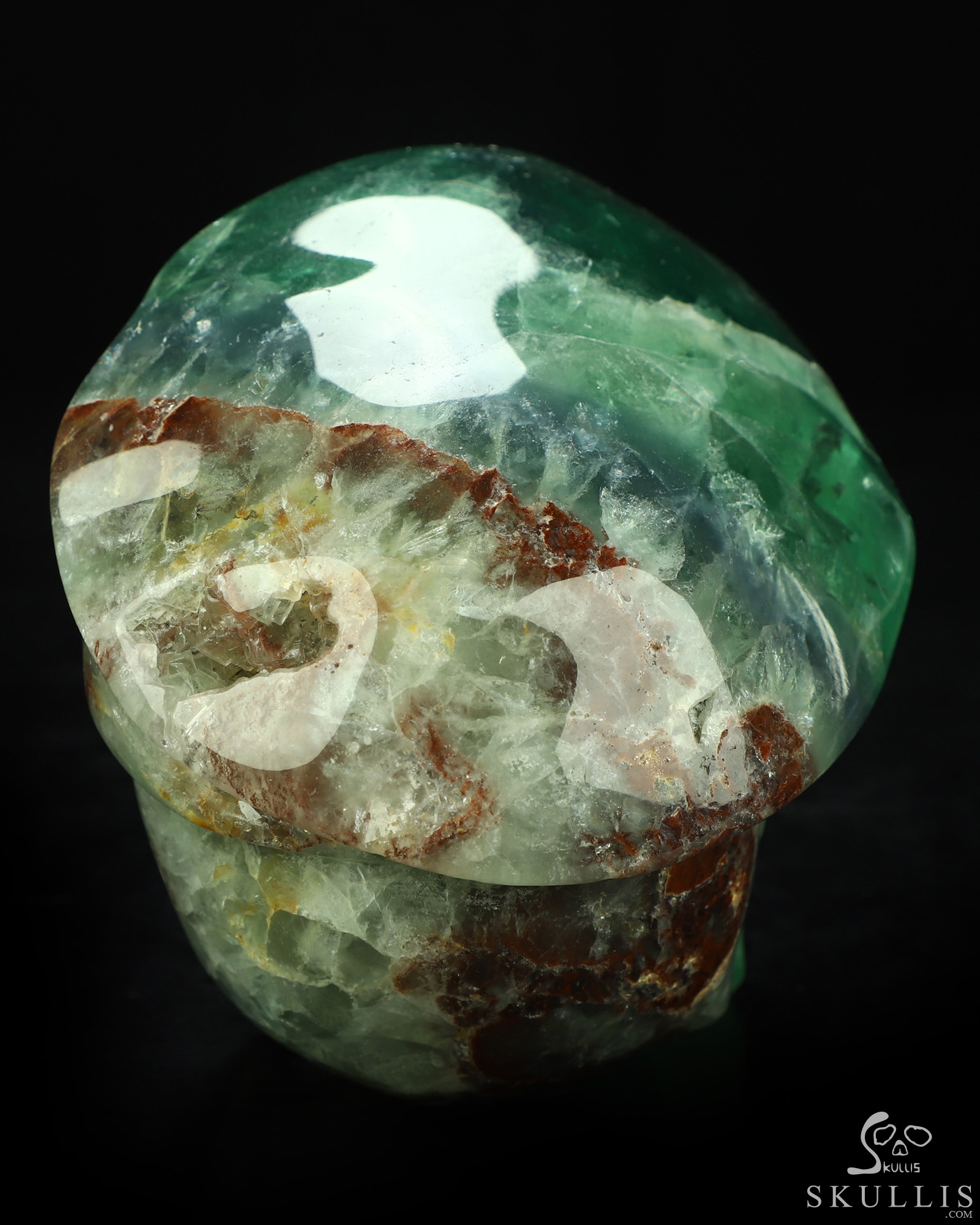 5.5" Fluorite Hand Carved Beret Crystal Skull Sculpture, Crystal Healing 5.5" Fluorite Hand Carved Beret Crystal Skull Sculpture, Crystal Healing