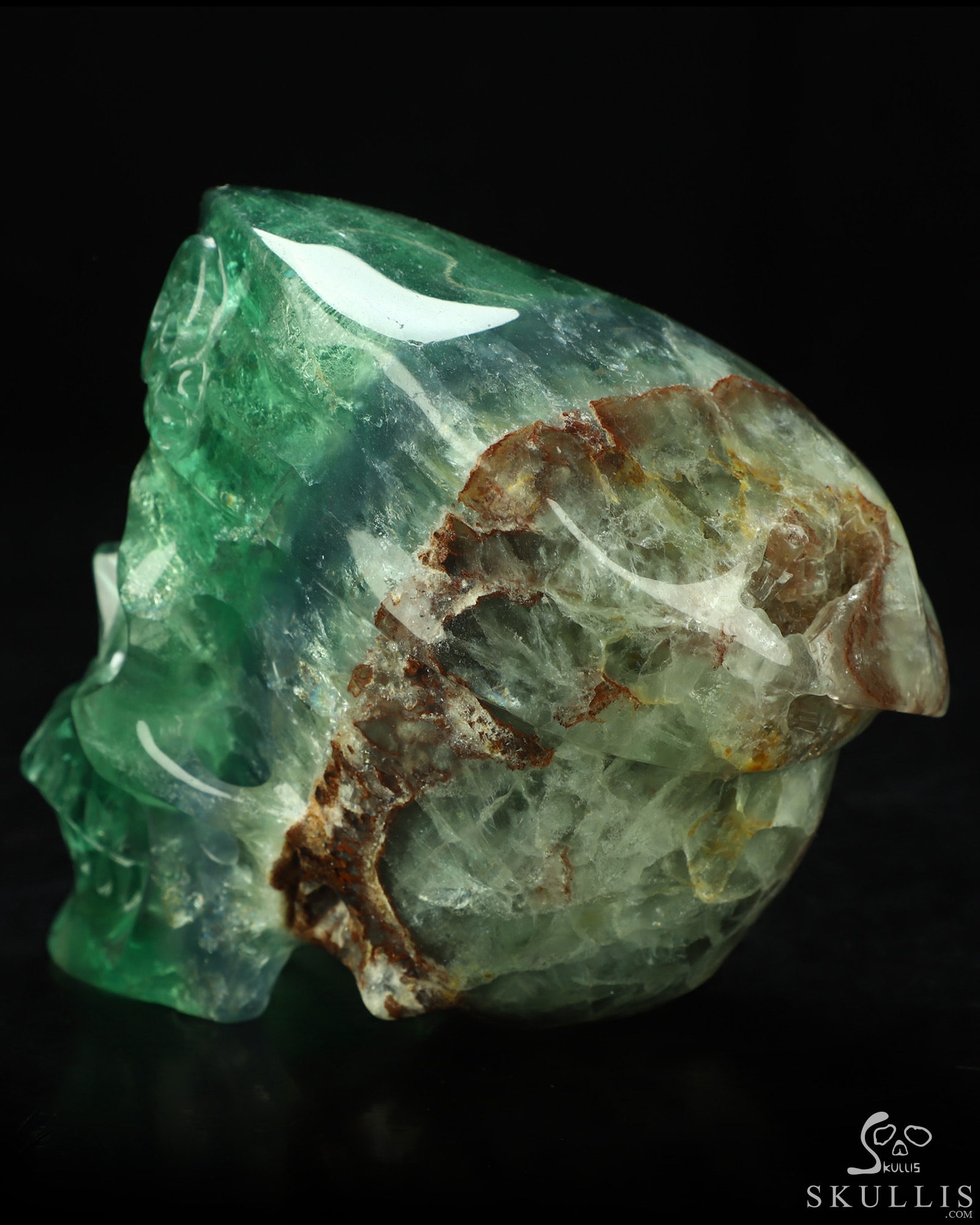5.5" Fluorite Hand Carved Beret Crystal Skull Sculpture, Crystal Healing 5.5" Fluorite Hand Carved Beret Crystal Skull Sculpture, Crystal Healing