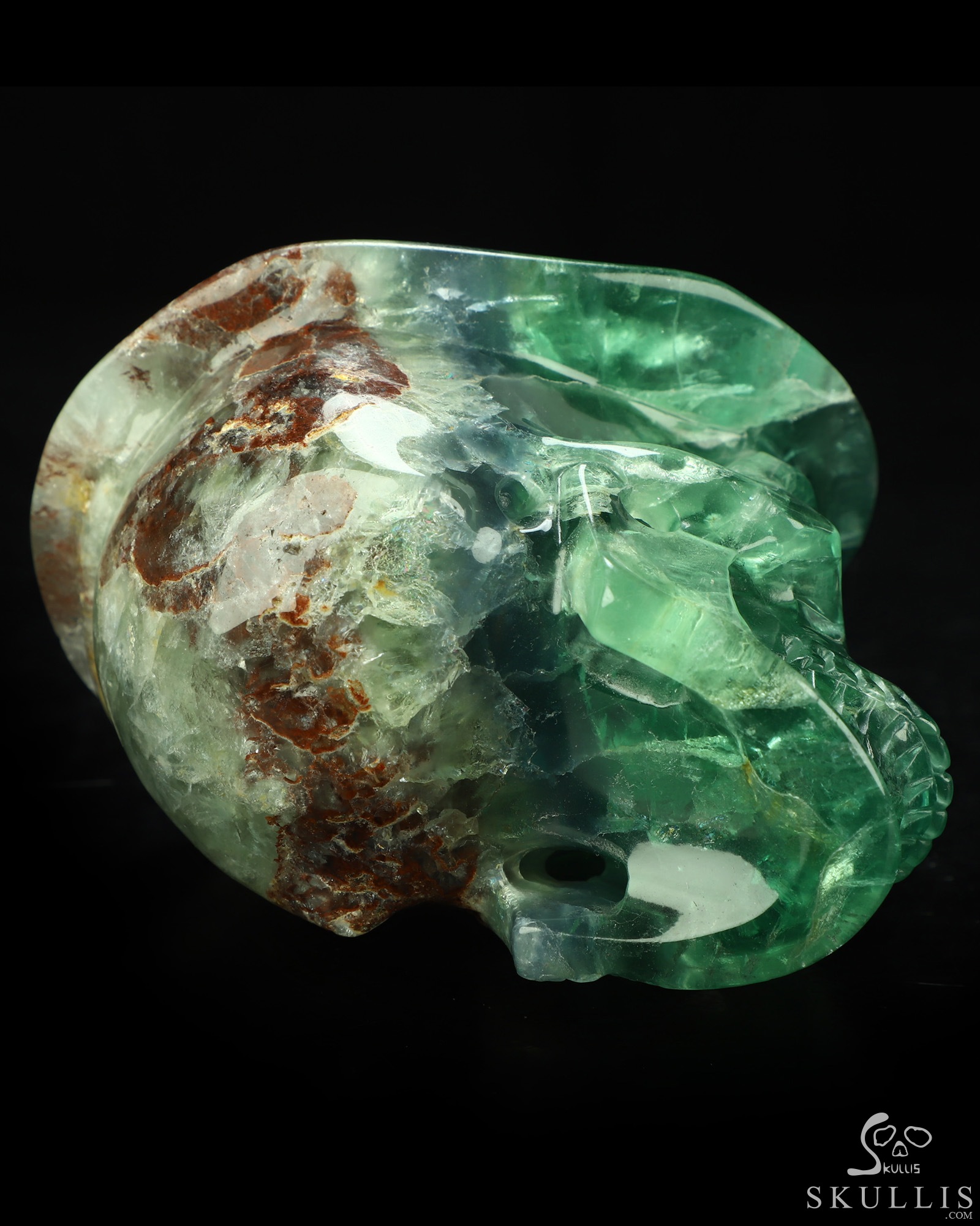 5.5" Fluorite Hand Carved Beret Crystal Skull Sculpture, Crystal Healing 5.5" Fluorite Hand Carved Beret Crystal Skull Sculpture, Crystal Healing