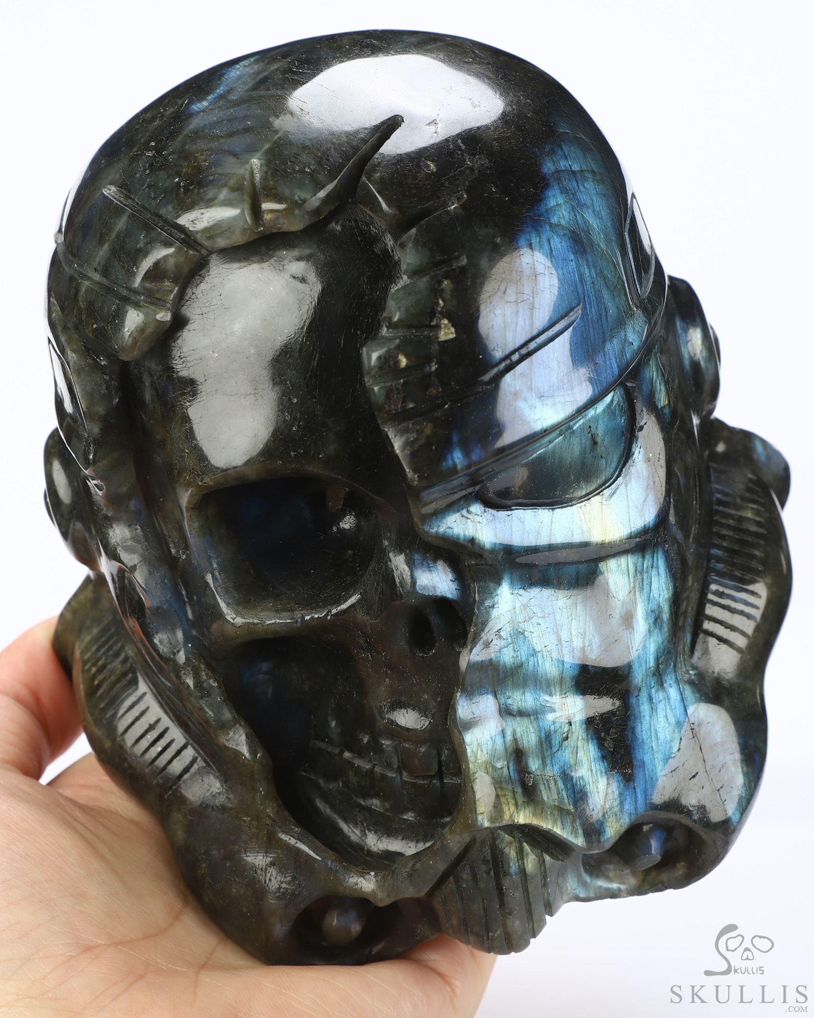 Storm Troopers - 4.9" Labradorite Hand Carved Crystal Skull Fine Art Sculpture, Crystal Healing Storm Troopers - 4.9" Labradorite Hand Carved Crystal Skull Fine Art Sculpture, Crystal Healing