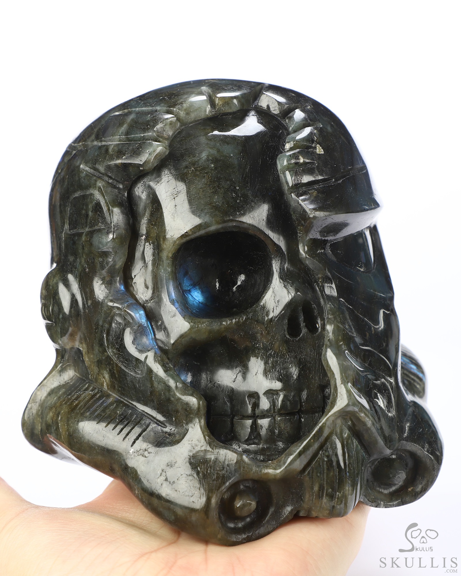 Storm Troopers - 4.9" Labradorite Hand Carved Crystal Skull Fine Art Sculpture, Crystal Healing Storm Troopers - 4.9" Labradorite Hand Carved Crystal Skull Fine Art Sculpture, Crystal Healing