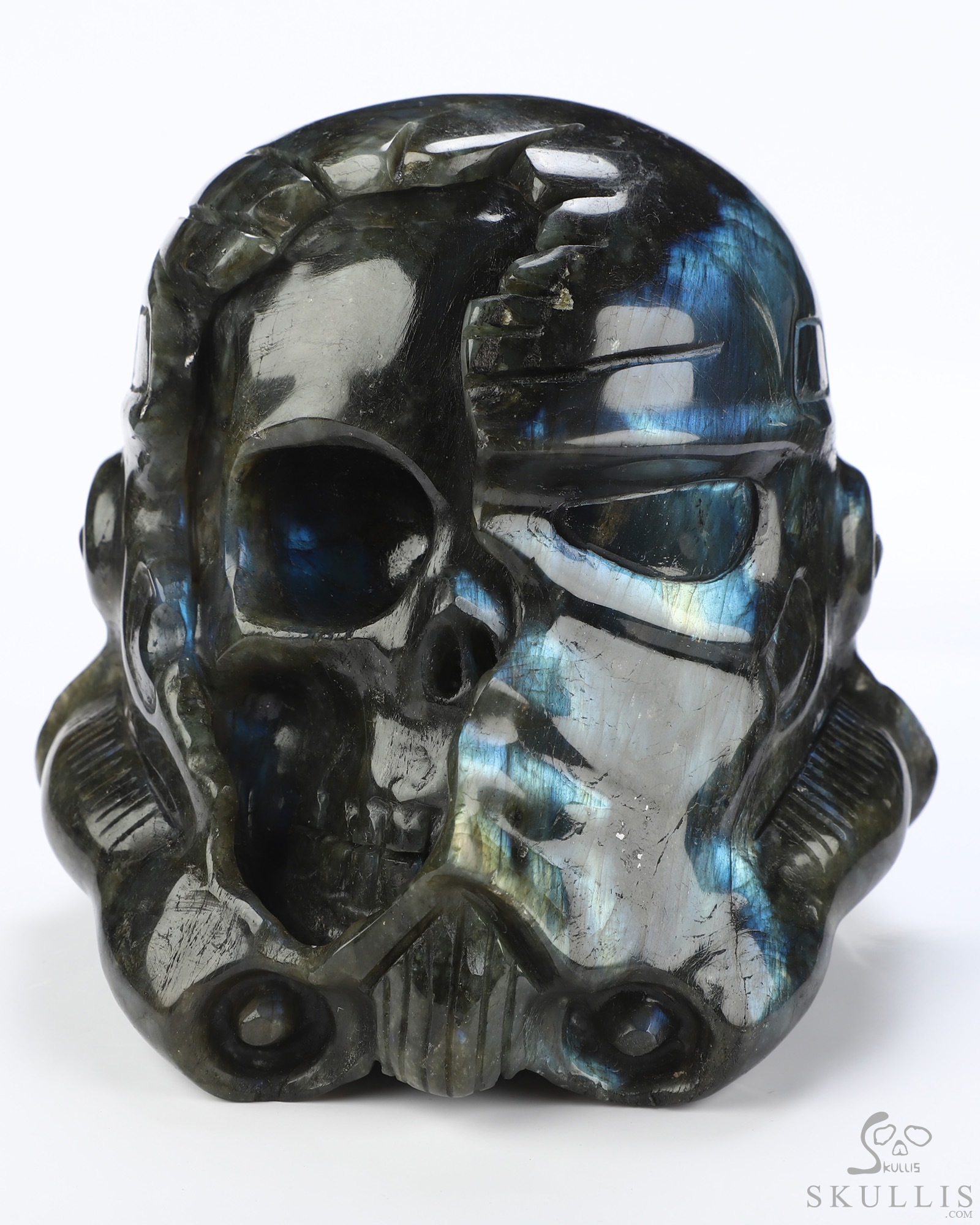 Storm Troopers - 4.9" Labradorite Hand Carved Crystal Skull Fine Art Sculpture, Crystal Healing Storm Troopers - 4.9" Labradorite Hand Carved Crystal Skull Fine Art Sculpture, Crystal Healing