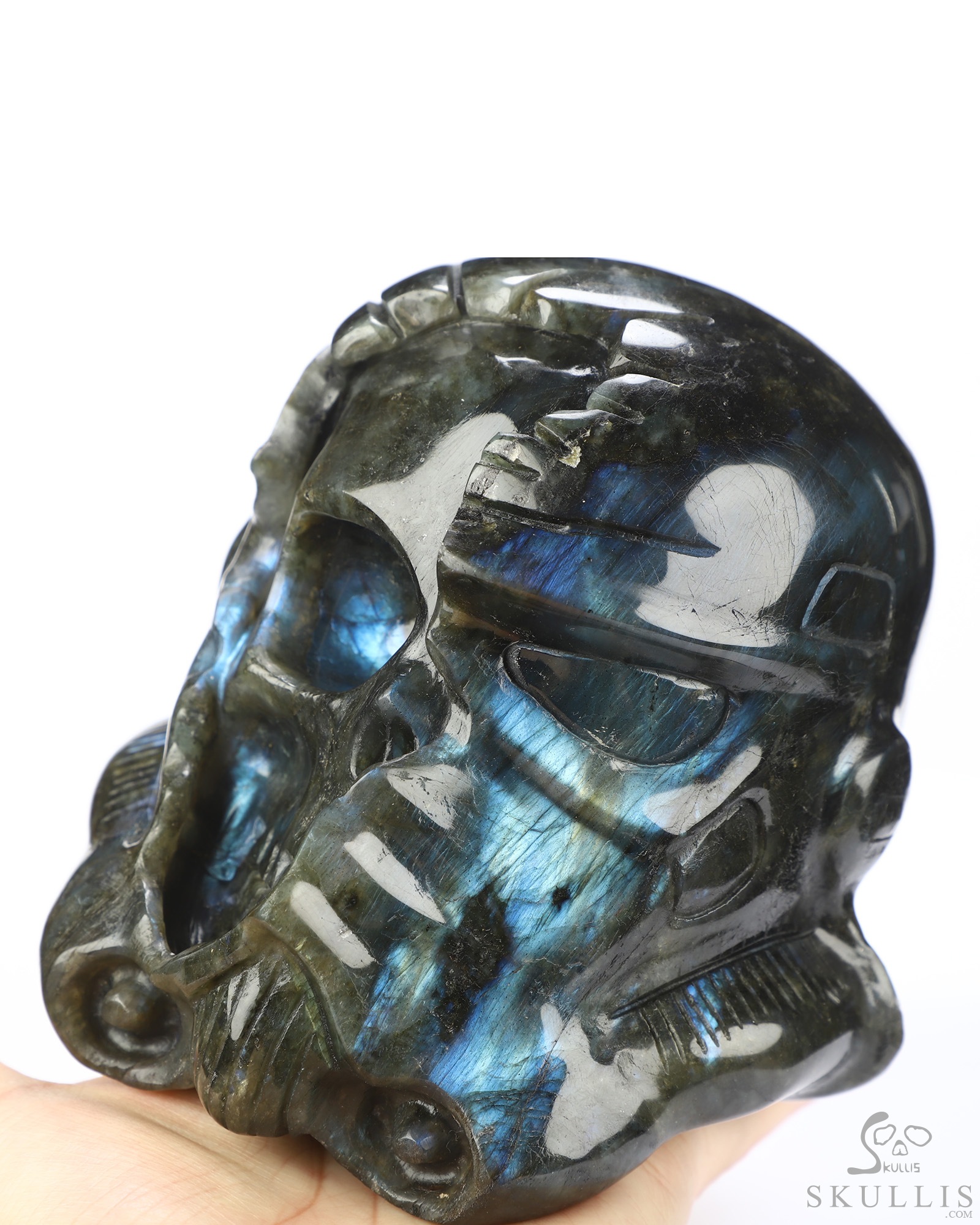 Storm Troopers - 4.9" Labradorite Hand Carved Crystal Skull Fine Art Sculpture, Crystal Healing Storm Troopers - 4.9" Labradorite Hand Carved Crystal Skull Fine Art Sculpture, Crystal Healing