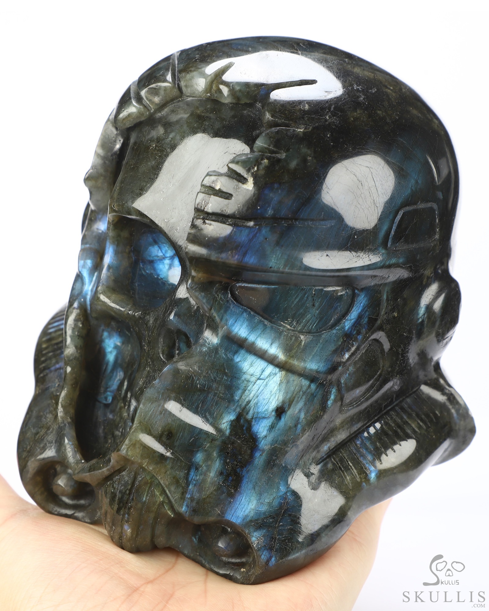 Storm Troopers - 4.9" Labradorite Hand Carved Crystal Skull Fine Art Sculpture, Crystal Healing Storm Troopers - 4.9" Labradorite Hand Carved Crystal Skull Fine Art Sculpture, Crystal Healing
