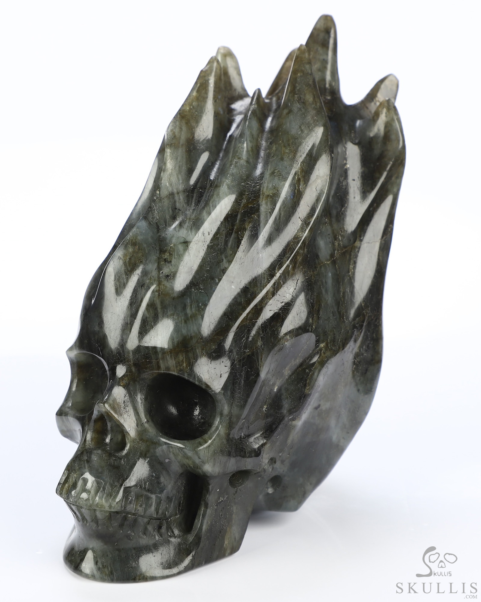 4.2" Labradorite Hand Carved Flaming Crystal Skull, Crystal Healing 4.2" Labradorite Hand Carved Flaming Crystal Skull, Crystal Healing