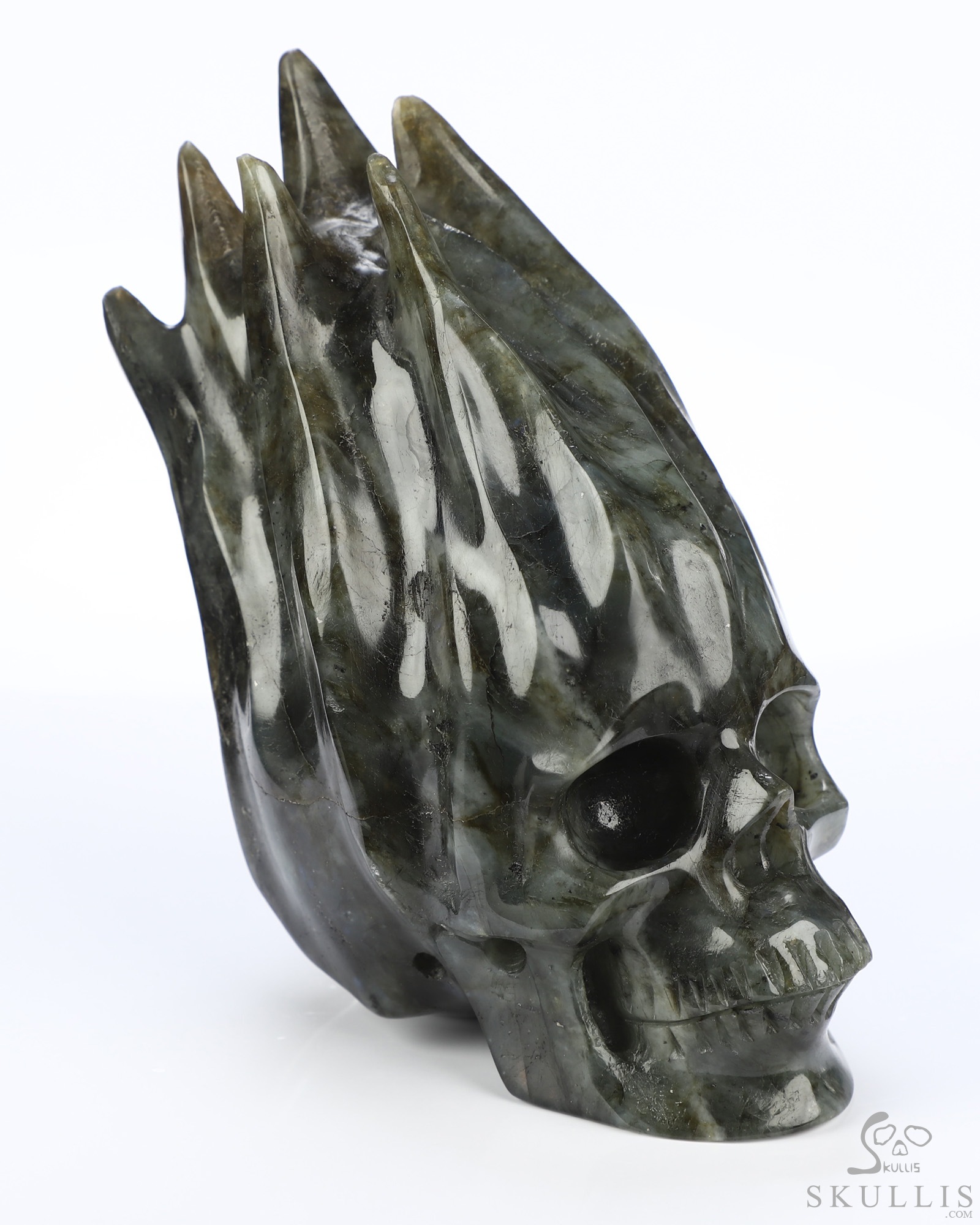 4.2" Labradorite Hand Carved Flaming Crystal Skull, Crystal Healing 4.2" Labradorite Hand Carved Flaming Crystal Skull, Crystal Healing