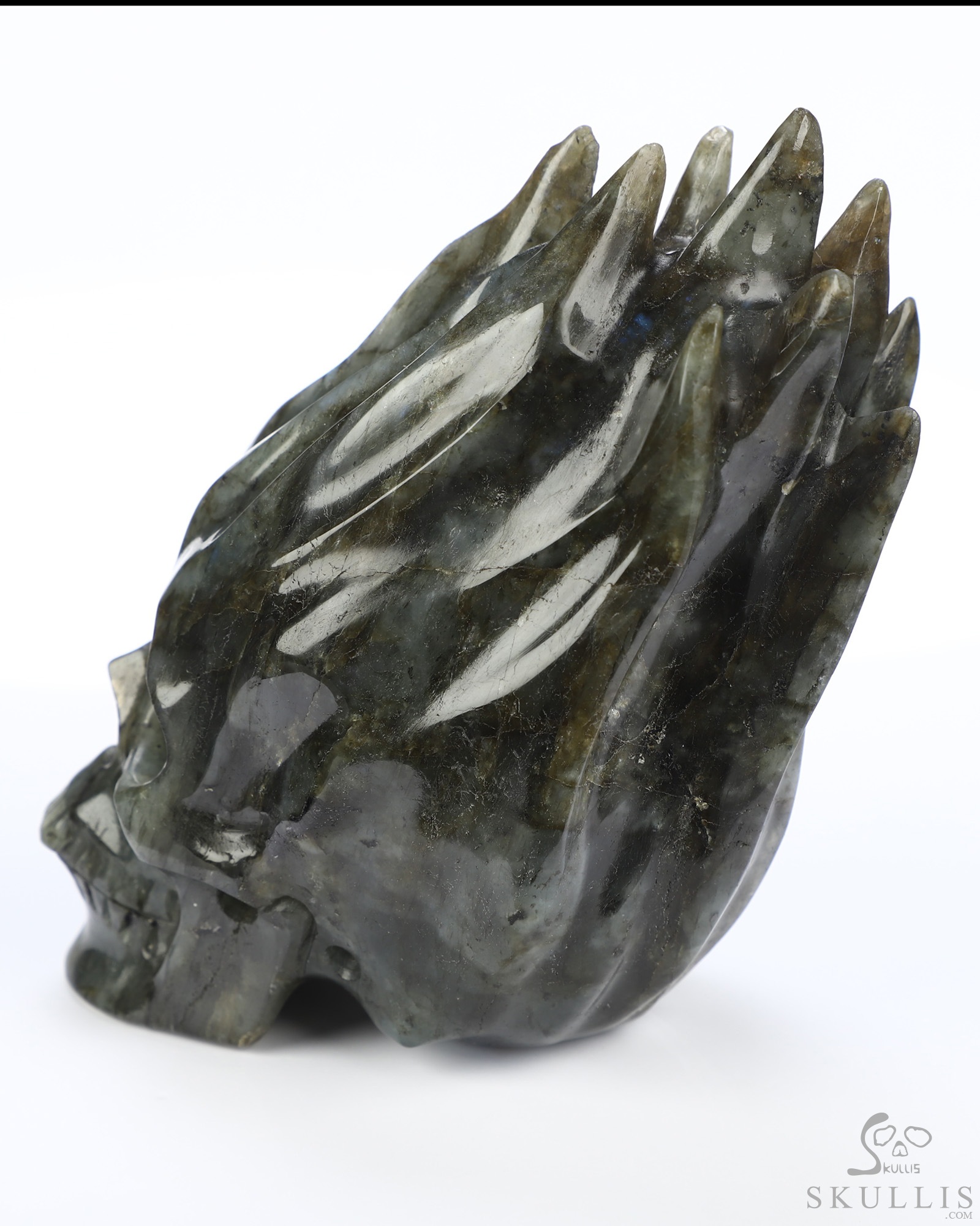 4.2" Labradorite Hand Carved Flaming Crystal Skull, Crystal Healing 4.2" Labradorite Hand Carved Flaming Crystal Skull, Crystal Healing