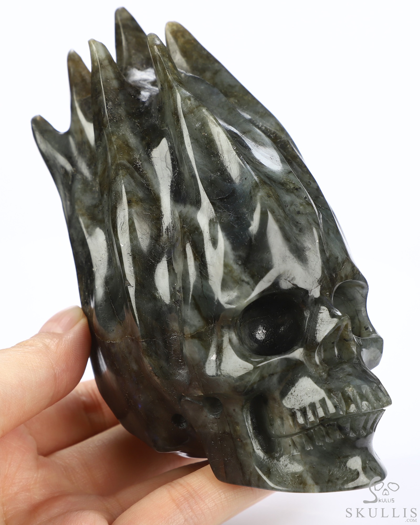 4.2" Labradorite Hand Carved Flaming Crystal Skull, Crystal Healing 4.2" Labradorite Hand Carved Flaming Crystal Skull, Crystal Healing