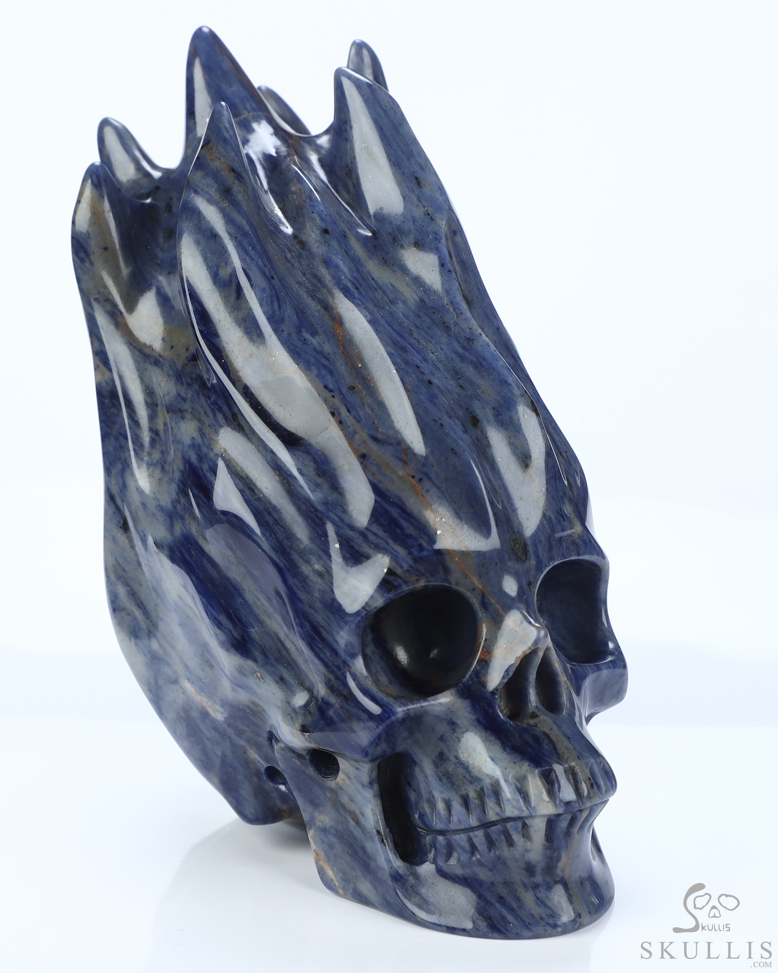 4.1" Sodalite Hand Carved Flaming Crystal Skull, Crystal Healing 4.1" Sodalite Hand Carved Flaming Crystal Skull, Crystal Healing