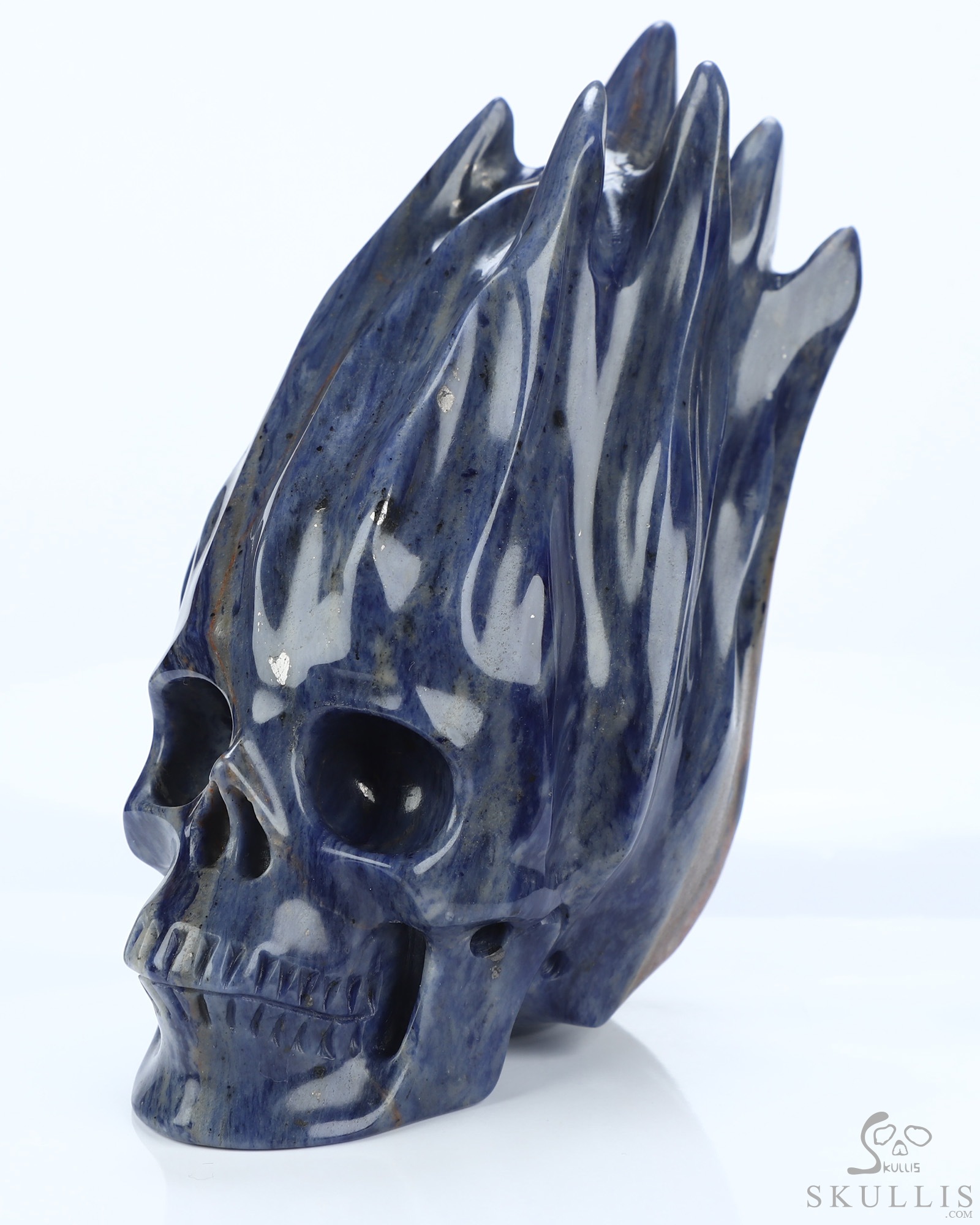 4.1" Sodalite Hand Carved Flaming Crystal Skull, Crystal Healing 4.1" Sodalite Hand Carved Flaming Crystal Skull, Crystal Healing
