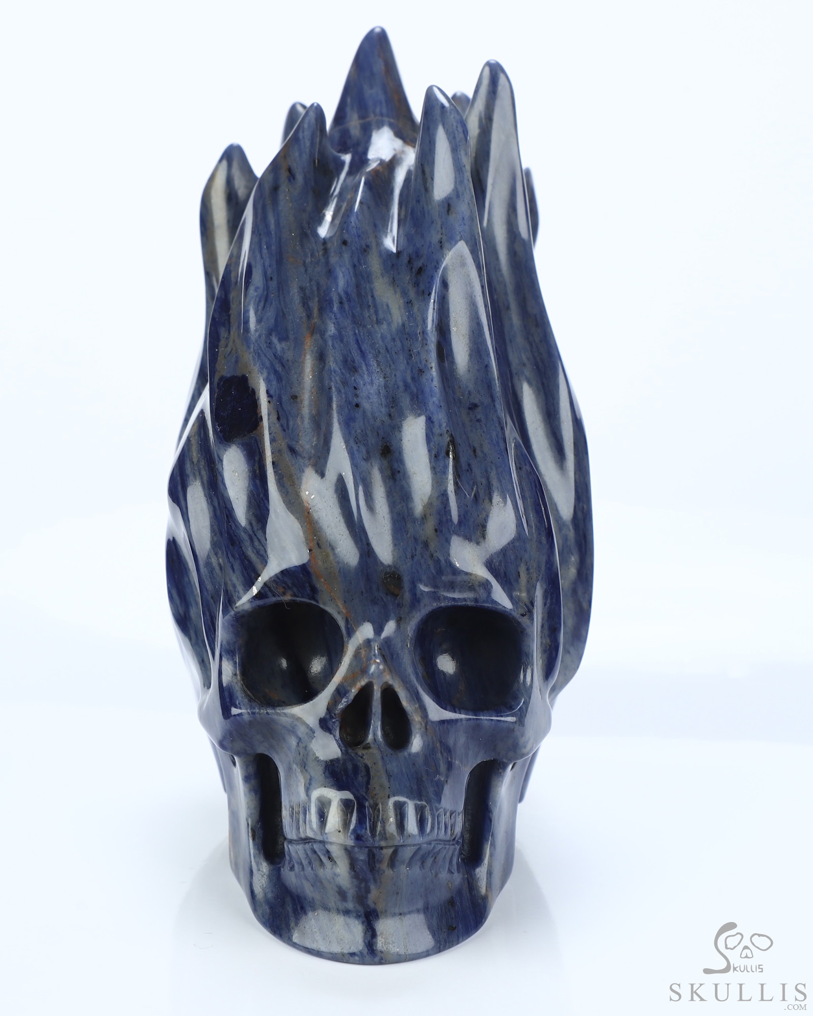 4.1" Sodalite Hand Carved Flaming Crystal Skull, Crystal Healing 4.1" Sodalite Hand Carved Flaming Crystal Skull, Crystal Healing