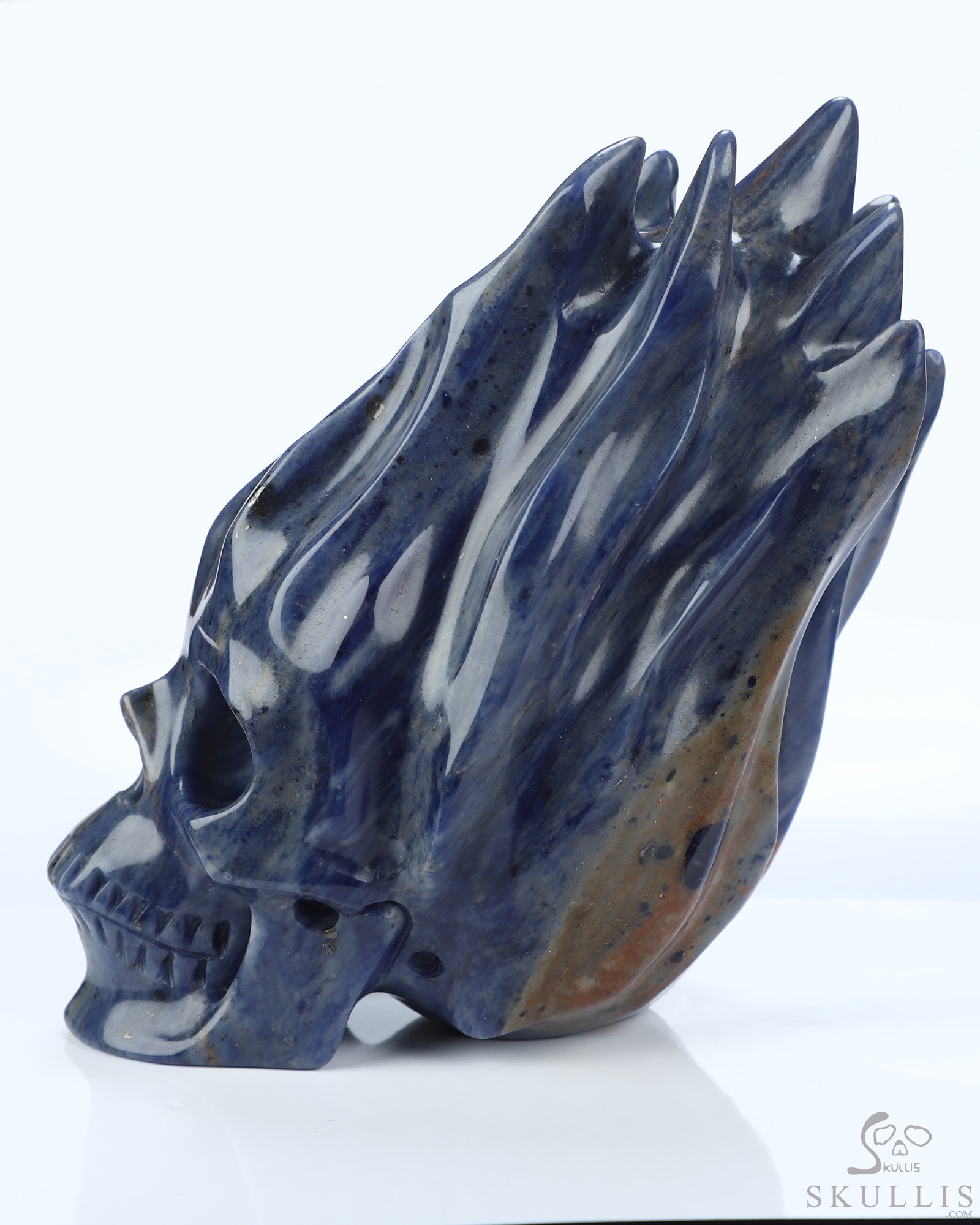 4.1" Sodalite Hand Carved Flaming Crystal Skull, Crystal Healing 4.1" Sodalite Hand Carved Flaming Crystal Skull, Crystal Healing