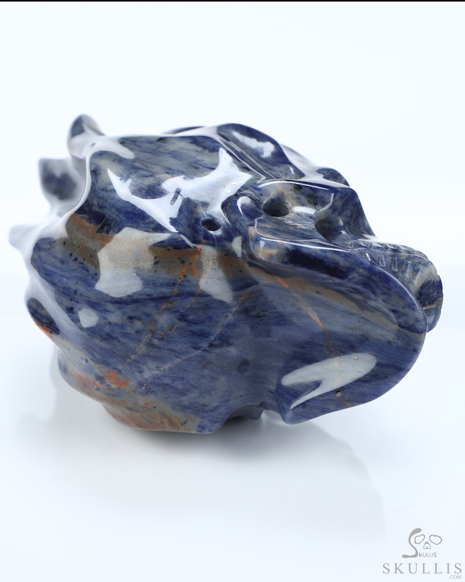 4.1" Sodalite Hand Carved Flaming Crystal Skull, Crystal Healing 4.1" Sodalite Hand Carved Flaming Crystal Skull, Crystal Healing