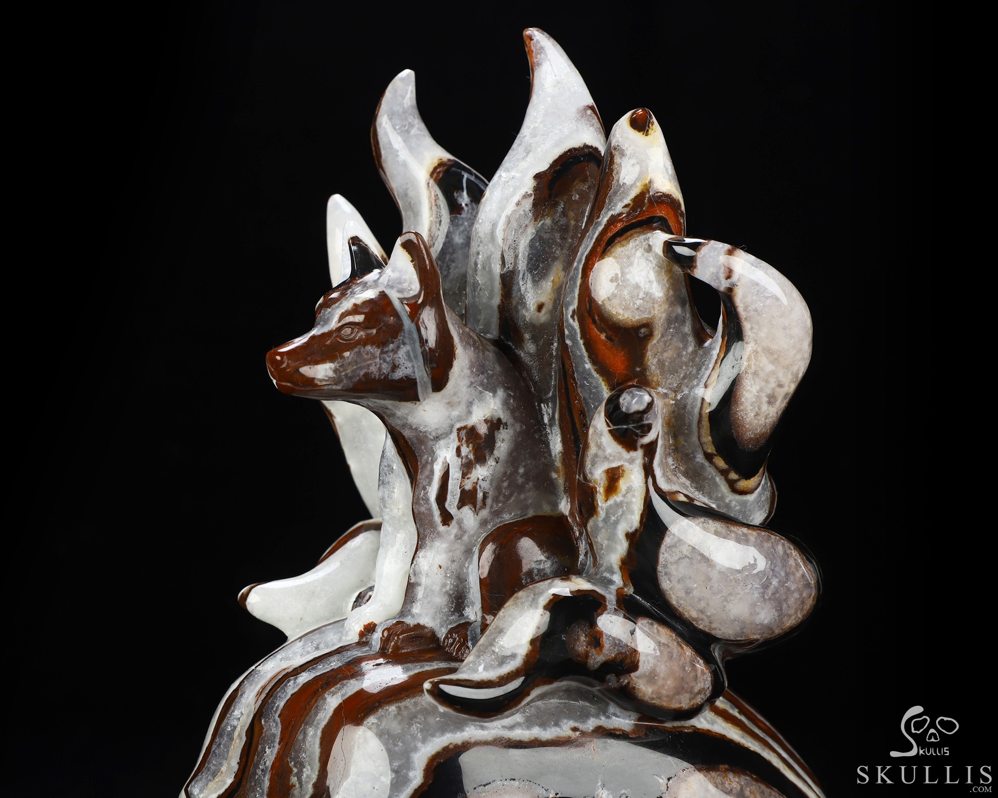June 12, 2026 ACSAD (A Crystal Skull a Day) - The Mortal Coil - 9.3" Carved Black Zebra Agate Nine-Tailed Fox Crystal Skull Sculpture, Crystal Healing June 12, 2026 ACSAD (A Crystal Skull a Day) - The Mortal Coil - 9.3" Carved Black Zebra Agate Nine-Tailed Fox Crystal Skull Sculpture, Crystal Healing