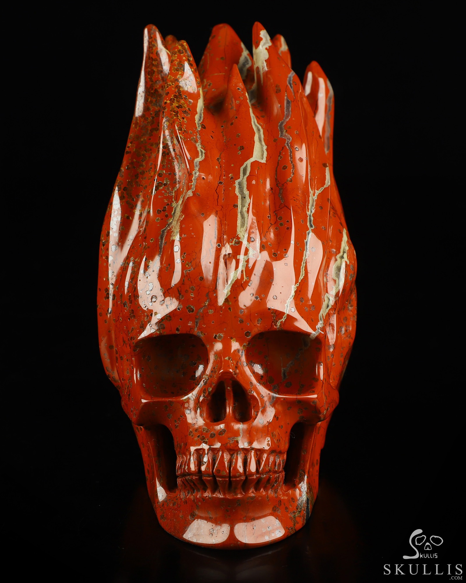 5.5" Red Jasper Hand Carved Flaming Crystal Skull, Crystal Healing 5.5" Red Jasper Hand Carved Flaming Crystal Skull, Crystal Healing