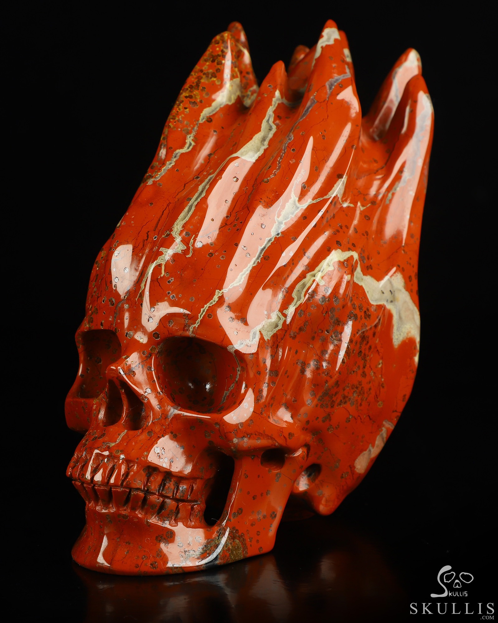 5.5" Red Jasper Hand Carved Flaming Crystal Skull, Crystal Healing 5.5" Red Jasper Hand Carved Flaming Crystal Skull, Crystal Healing