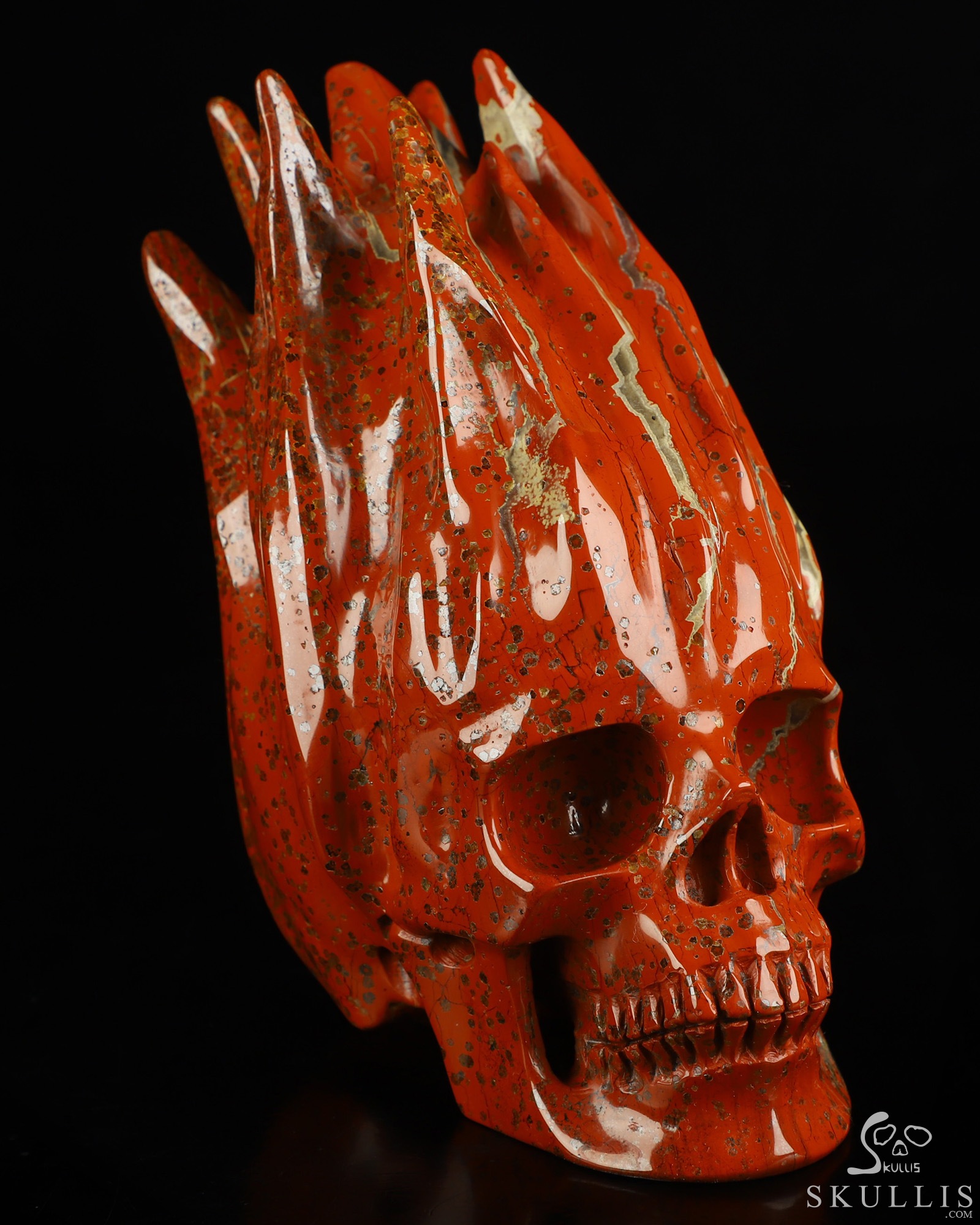5.5" Red Jasper Hand Carved Flaming Crystal Skull, Crystal Healing 5.5" Red Jasper Hand Carved Flaming Crystal Skull, Crystal Healing