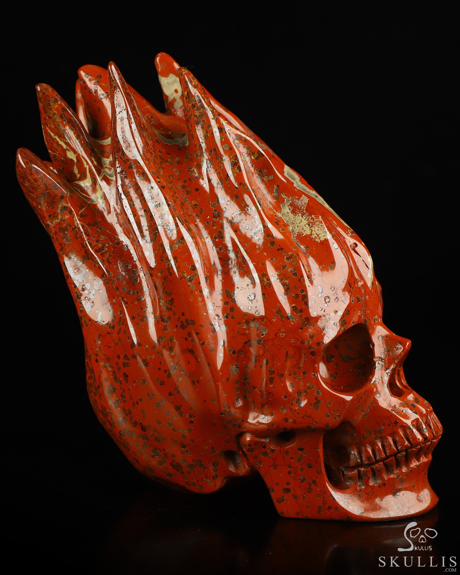 5.5" Red Jasper Hand Carved Flaming Crystal Skull, Crystal Healing 5.5" Red Jasper Hand Carved Flaming Crystal Skull, Crystal Healing