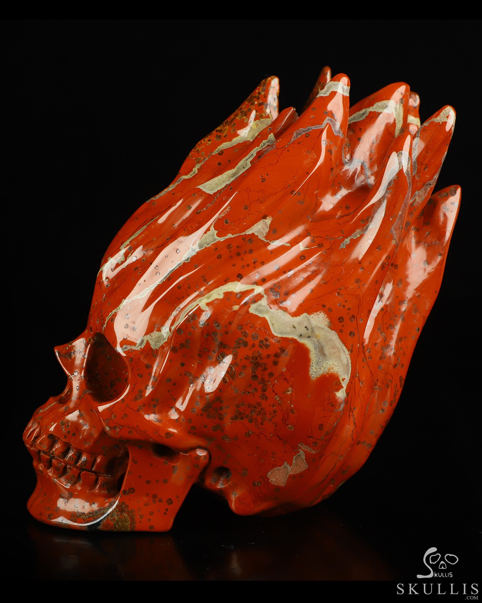 5.5" Red Jasper Hand Carved Flaming Crystal Skull, Crystal Healing 5.5" Red Jasper Hand Carved Flaming Crystal Skull, Crystal Healing