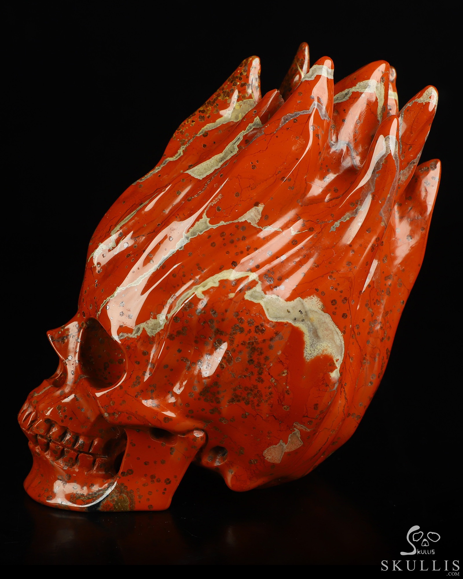 5.5" Red Jasper Hand Carved Flaming Crystal Skull, Crystal Healing 5.5" Red Jasper Hand Carved Flaming Crystal Skull, Crystal Healing