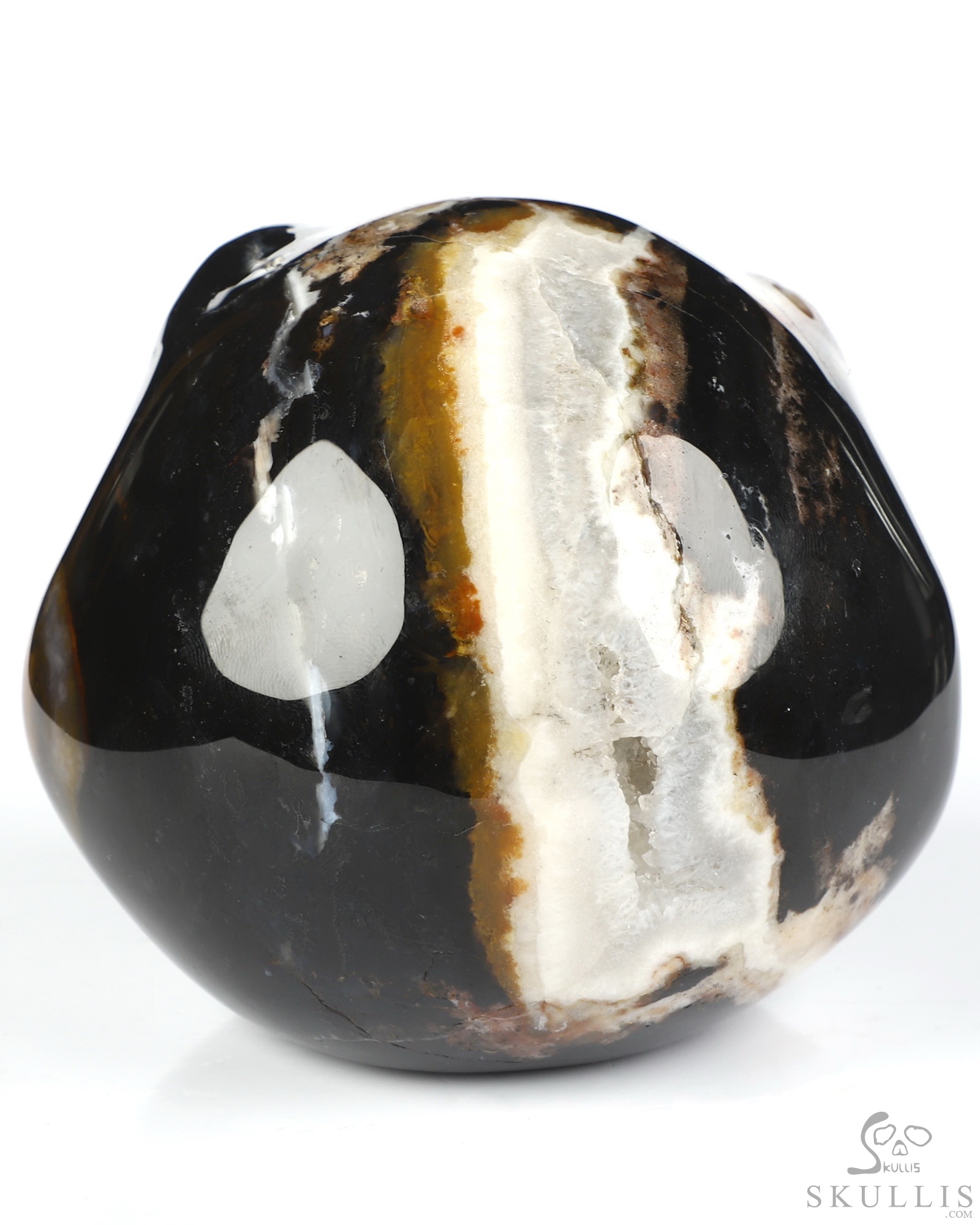 3.9" Black Zebra Agate Hand Carved Jack Crystal Skull Sculpture, Crystal Healing 3.9" Black Zebra Agate Hand Carved Jack Crystal Skull Sculpture, Crystal Healing