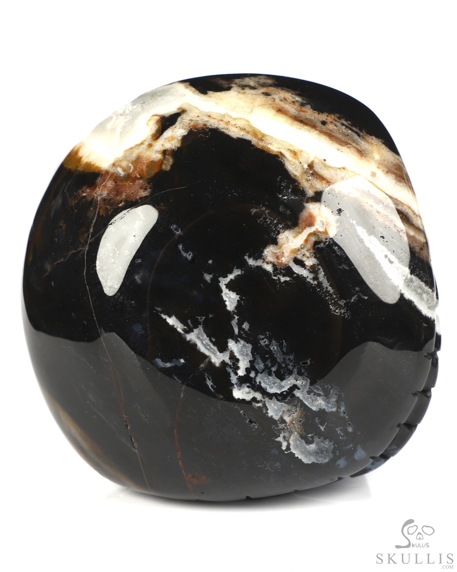 3.9" Black Zebra Agate Hand Carved Jack Crystal Skull Sculpture, Crystal Healing 3.9" Black Zebra Agate Hand Carved Jack Crystal Skull Sculpture, Crystal Healing