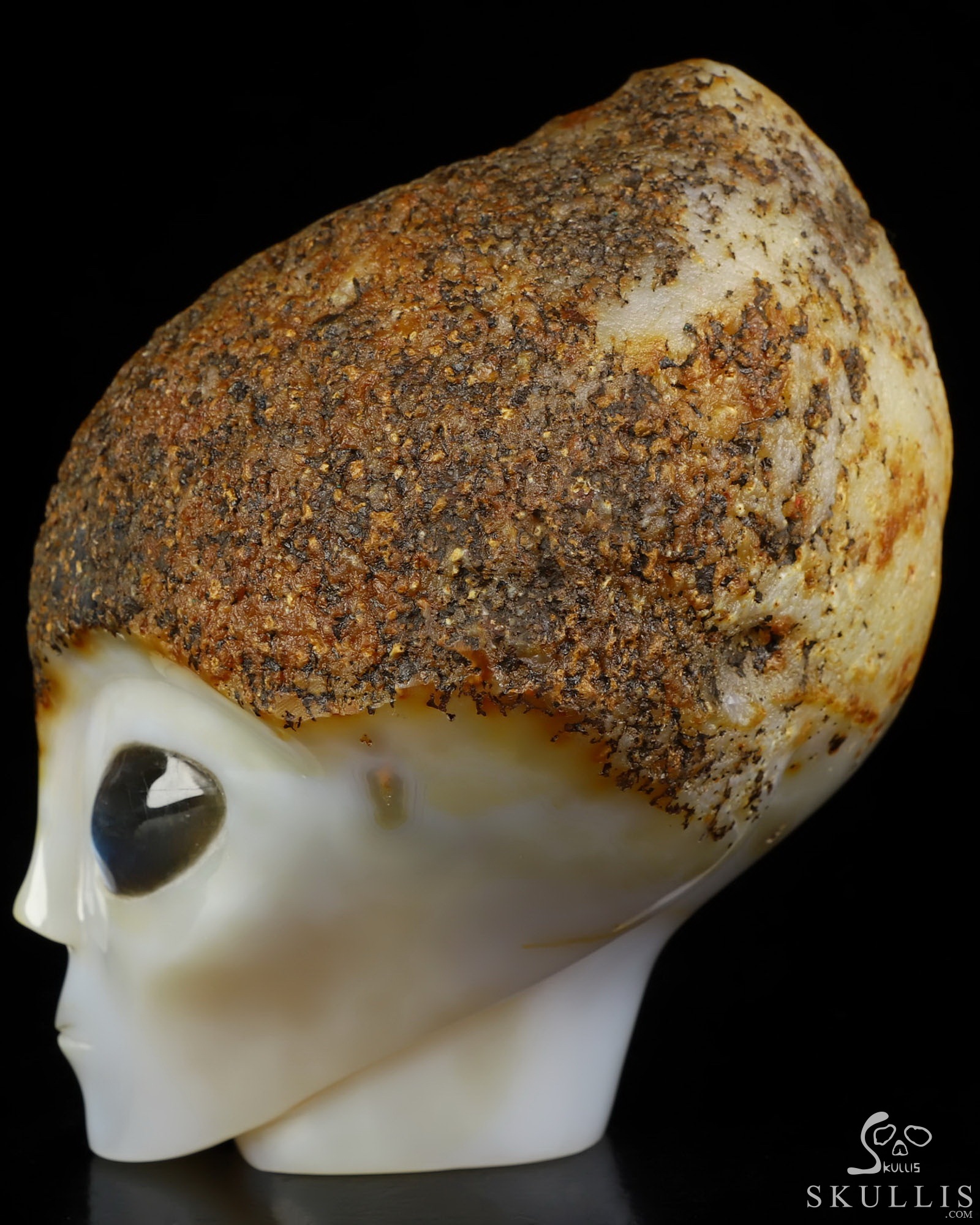 5.7" Agate Star Being Female Alien Crystal Skull Companion With Labradorite Eyes, Hand Carved Gemstone Fine Art Sculpture, Reiki Healing Stone Statue 5.7" Agate Star Being Female Alien Crystal Skull Companion With Labradorite Eyes, Hand Carved Gemstone Fine Art Sculpture, Reiki Healing Stone Statue