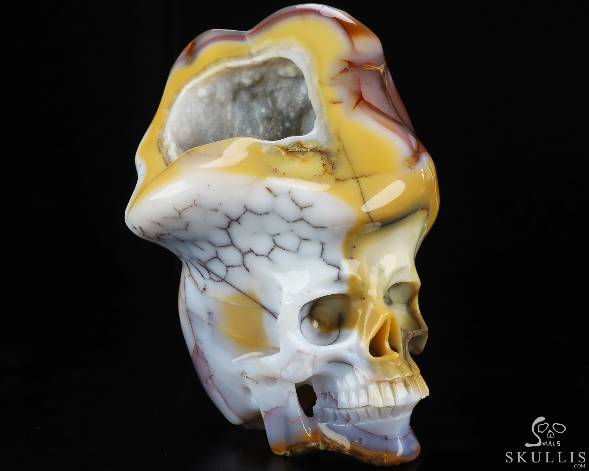 June 18, 2026 ACSAD (A Crystal Skull a Day) - The Open Mind - 8.3" Blue Chalcedony Carved Crystal Skull With Geode Fine Art Sculpture, Crystal Healing June 18, 2026 ACSAD (A Crystal Skull a Day) - The Open Mind - 8.3" Blue Chalcedony Carved Crystal Skull With Geode Fine Art Sculpture, Crystal Healing