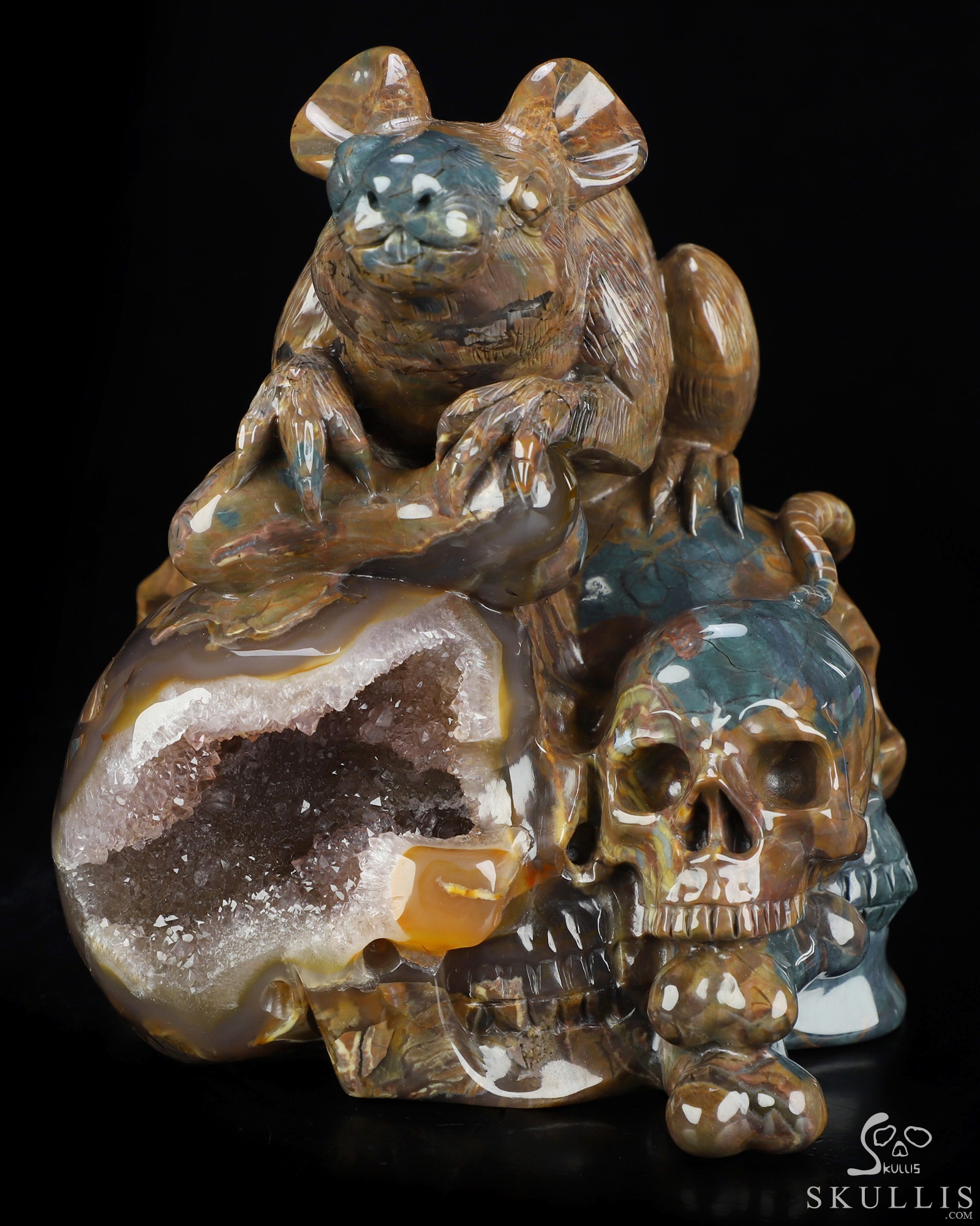 July 12, 2026 ACSAD (A Crystal Skull a Day) - The Bone Keeper - Carved 6.4" Dinosaur Egg Agate Crystal Skull and Mouse Fine Art Sculpture, Crystal Healing July 12, 2026 ACSAD (A Crystal Skull a Day) - The Bone Keeper - Carved 6.4" Dinosaur Egg Agate Crystal Skull and Mouse Fine Art Sculpture, Crystal Healing