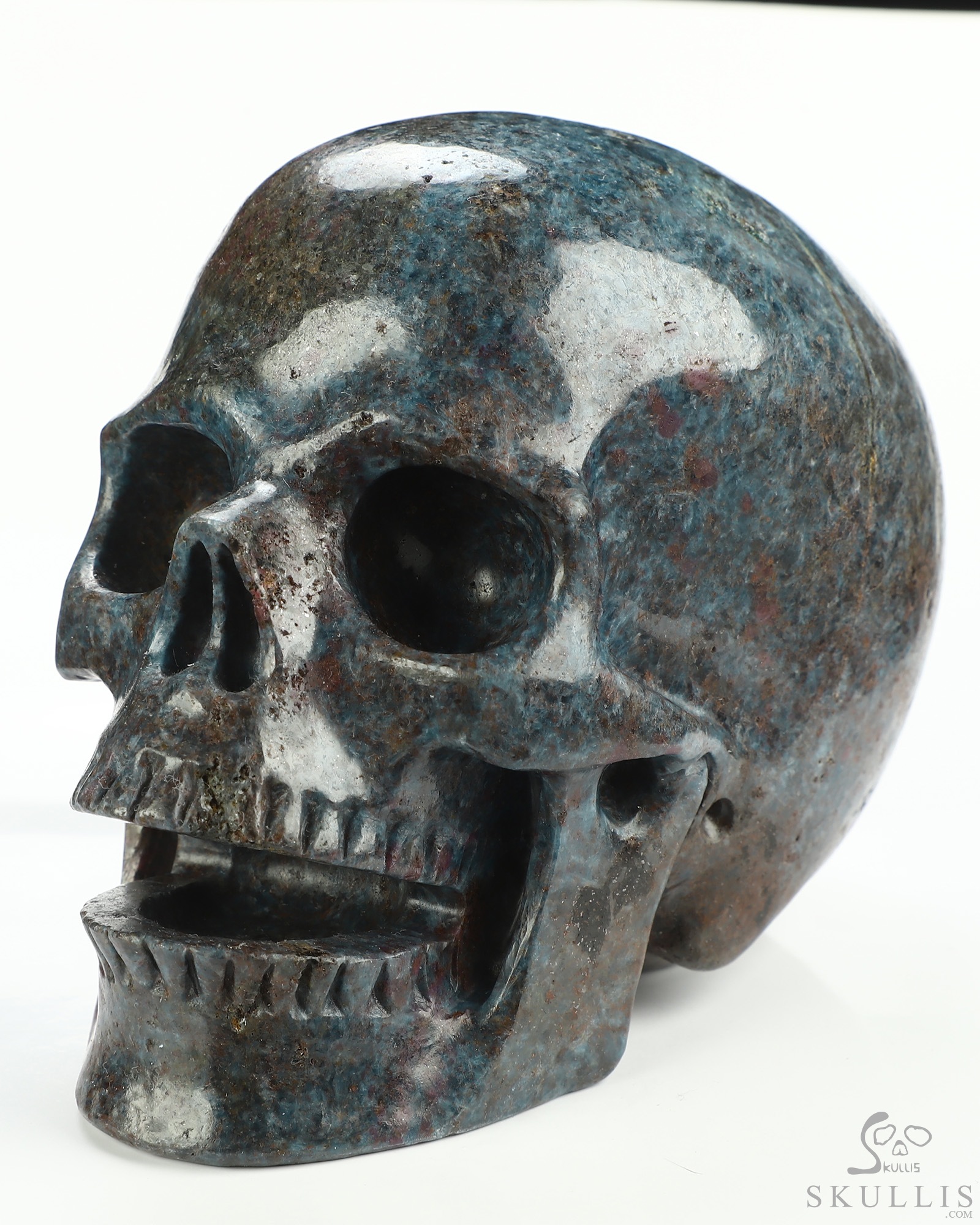 5.1" Ruby Kyanite Hand Carved Singing Crystal Skull Sculpture, Crystal Healing 5.1" Ruby Kyanite Hand Carved Singing Crystal Skull Sculpture, Crystal Healing
