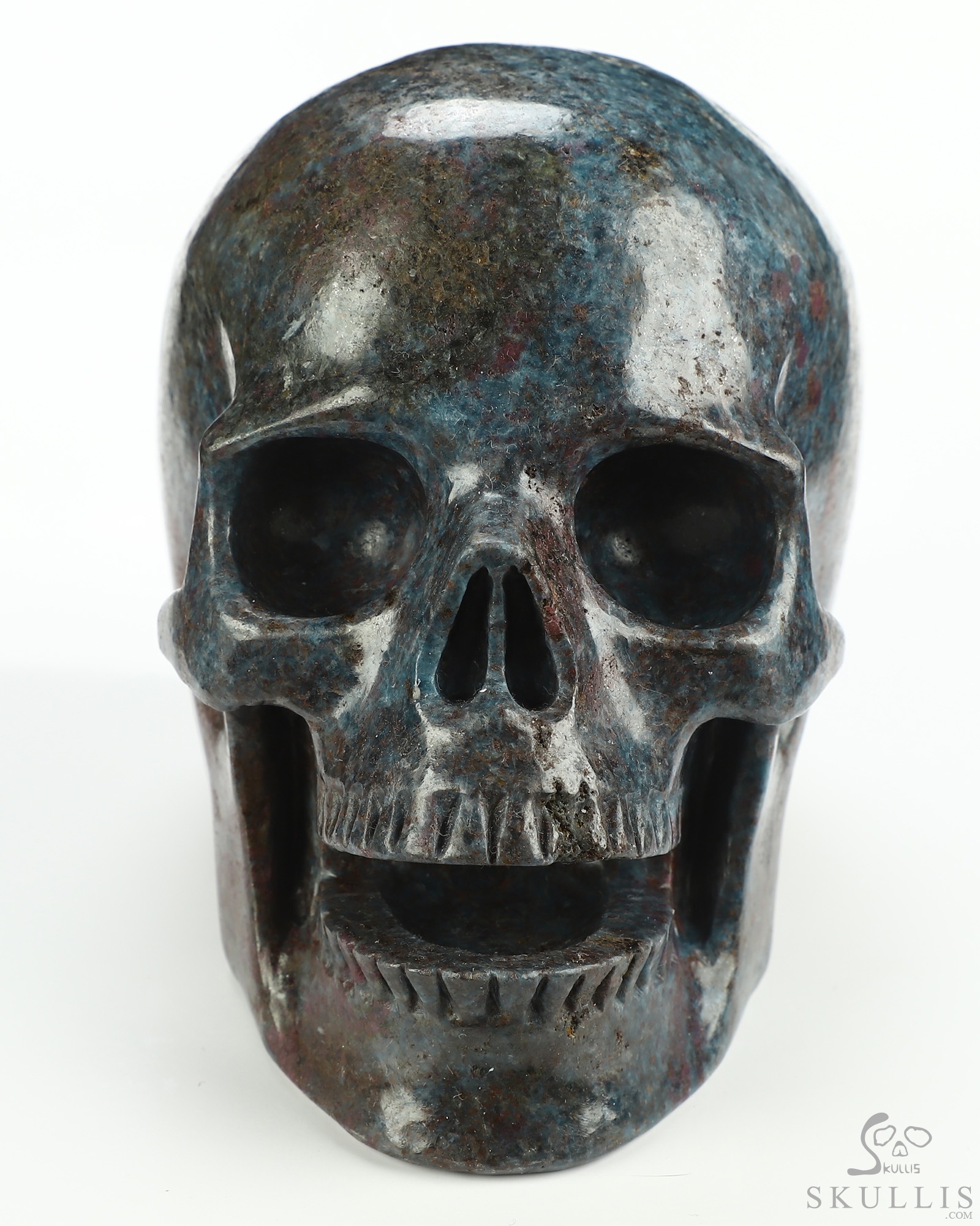 5.1" Ruby Kyanite Hand Carved Singing Crystal Skull Sculpture, Crystal Healing 5.1" Ruby Kyanite Hand Carved Singing Crystal Skull Sculpture, Crystal Healing