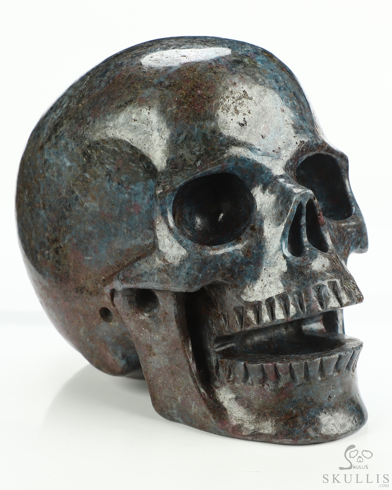5.1" Ruby Kyanite Hand Carved Singing Crystal Skull Sculpture, Crystal Healing 5.1" Ruby Kyanite Hand Carved Singing Crystal Skull Sculpture, Crystal Healing