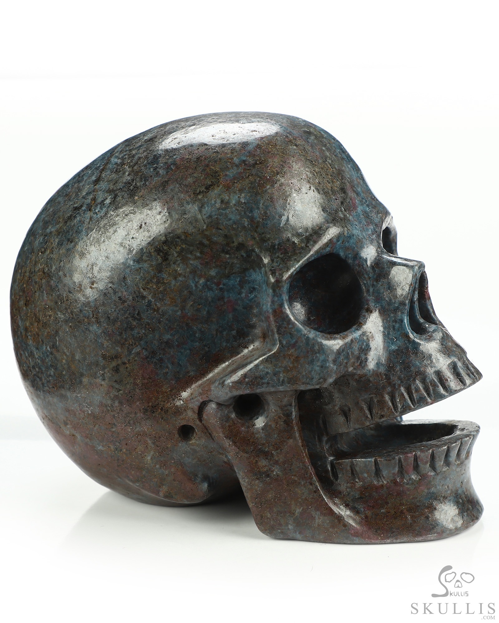 5.1" Ruby Kyanite Hand Carved Singing Crystal Skull Sculpture, Crystal Healing 5.1" Ruby Kyanite Hand Carved Singing Crystal Skull Sculpture, Crystal Healing