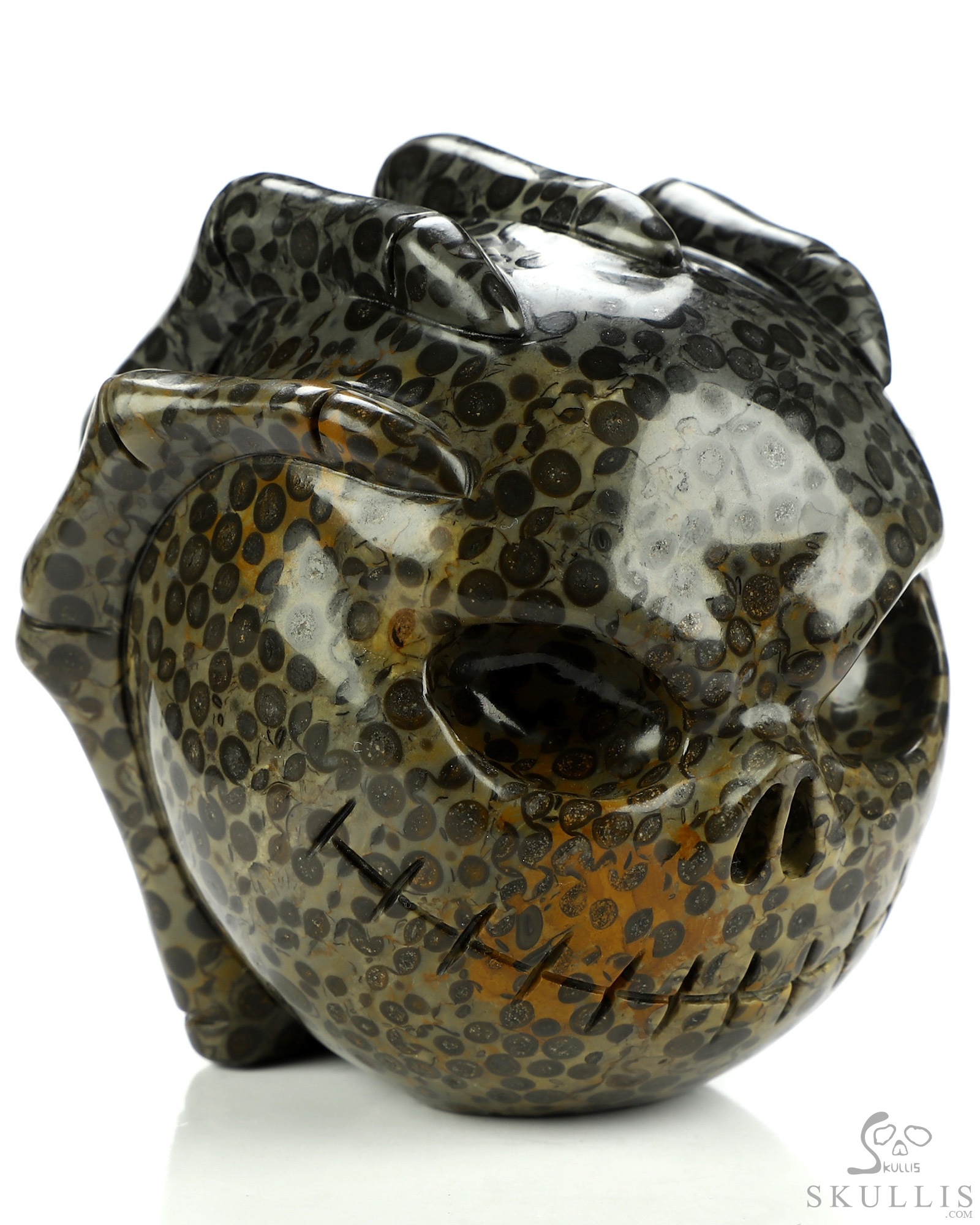 3.1" Chinese Leopard Skin Jasper Hand Carved Jack Crystal Skull Sculpture, Crystal Healing 3.1" Chinese Leopard Skin Jasper Hand Carved Jack Crystal Skull Sculpture, Crystal Healing