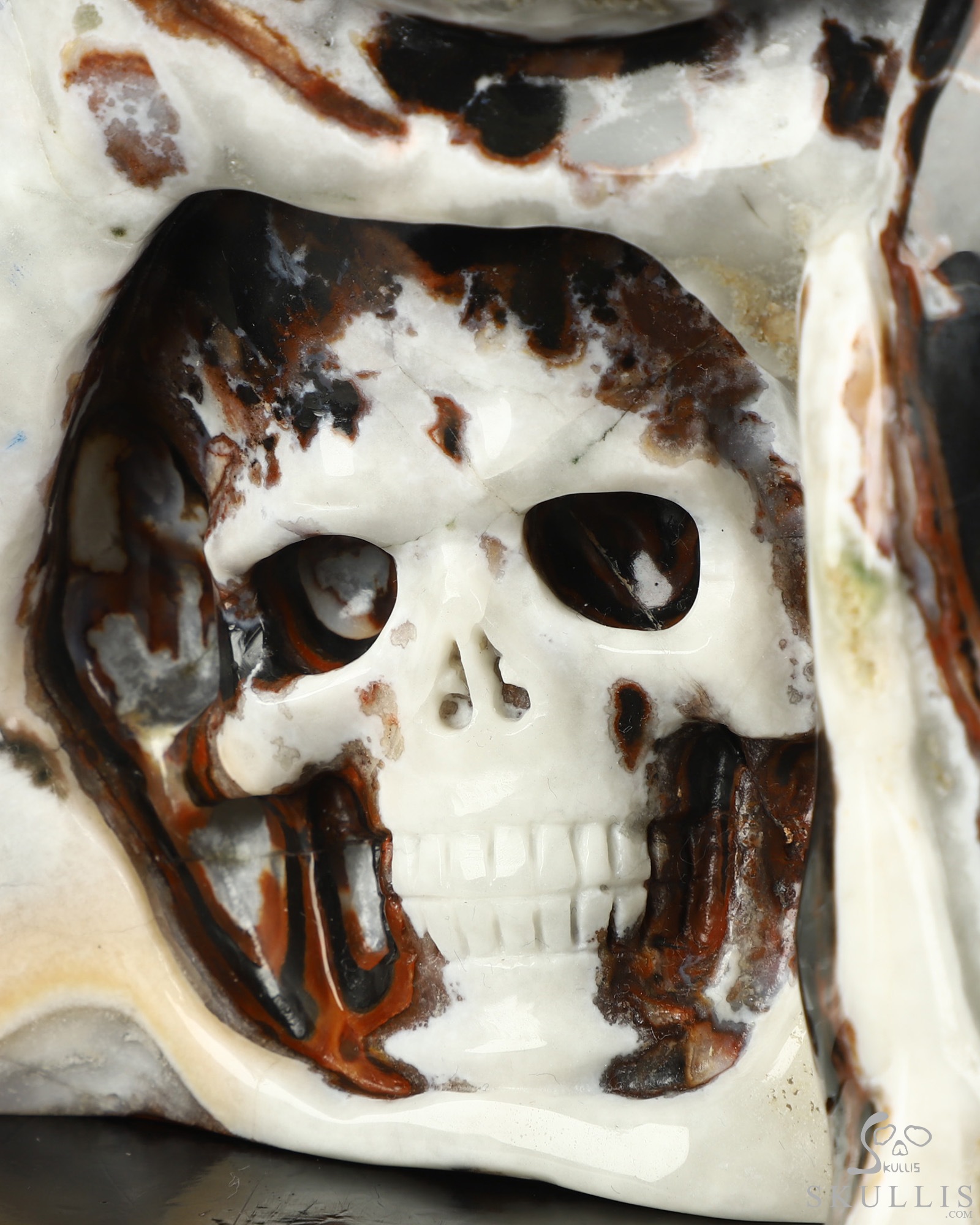 8.7" Black Zebra Agate Hand Carved Crystal Skull and Owl Fine Art Sculpture, Crystal Healing 8.7" Black Zebra Agate Hand Carved Crystal Skull and Owl Fine Art Sculpture, Crystal Healing