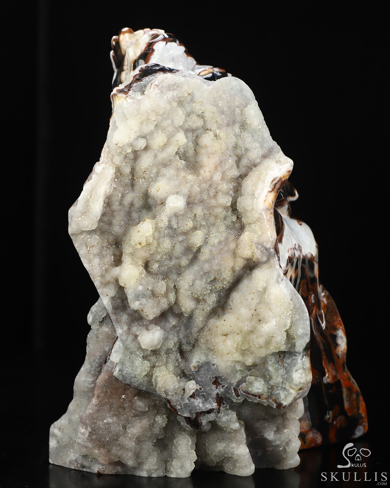 8.7" Black Zebra Agate Hand Carved Crystal Skull and Owl Fine Art Sculpture, Crystal Healing 8.7" Black Zebra Agate Hand Carved Crystal Skull and Owl Fine Art Sculpture, Crystal Healing