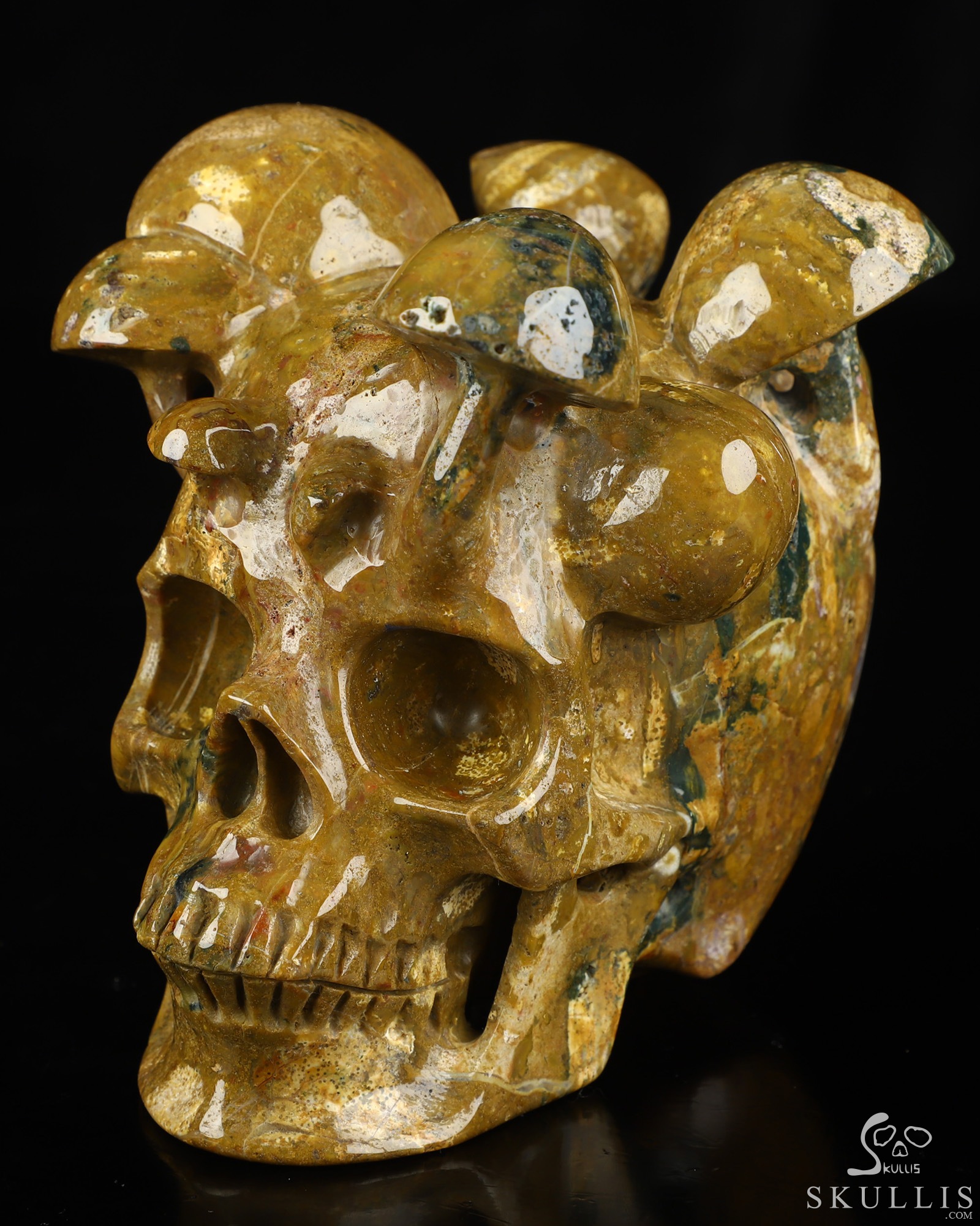 5.2" Indian Agate Hand Carved Mushroom Crystal Skull Sculpture, Crystal Healing 5.2" Indian Agate Hand Carved Mushroom Crystal Skull Sculpture, Crystal Healing