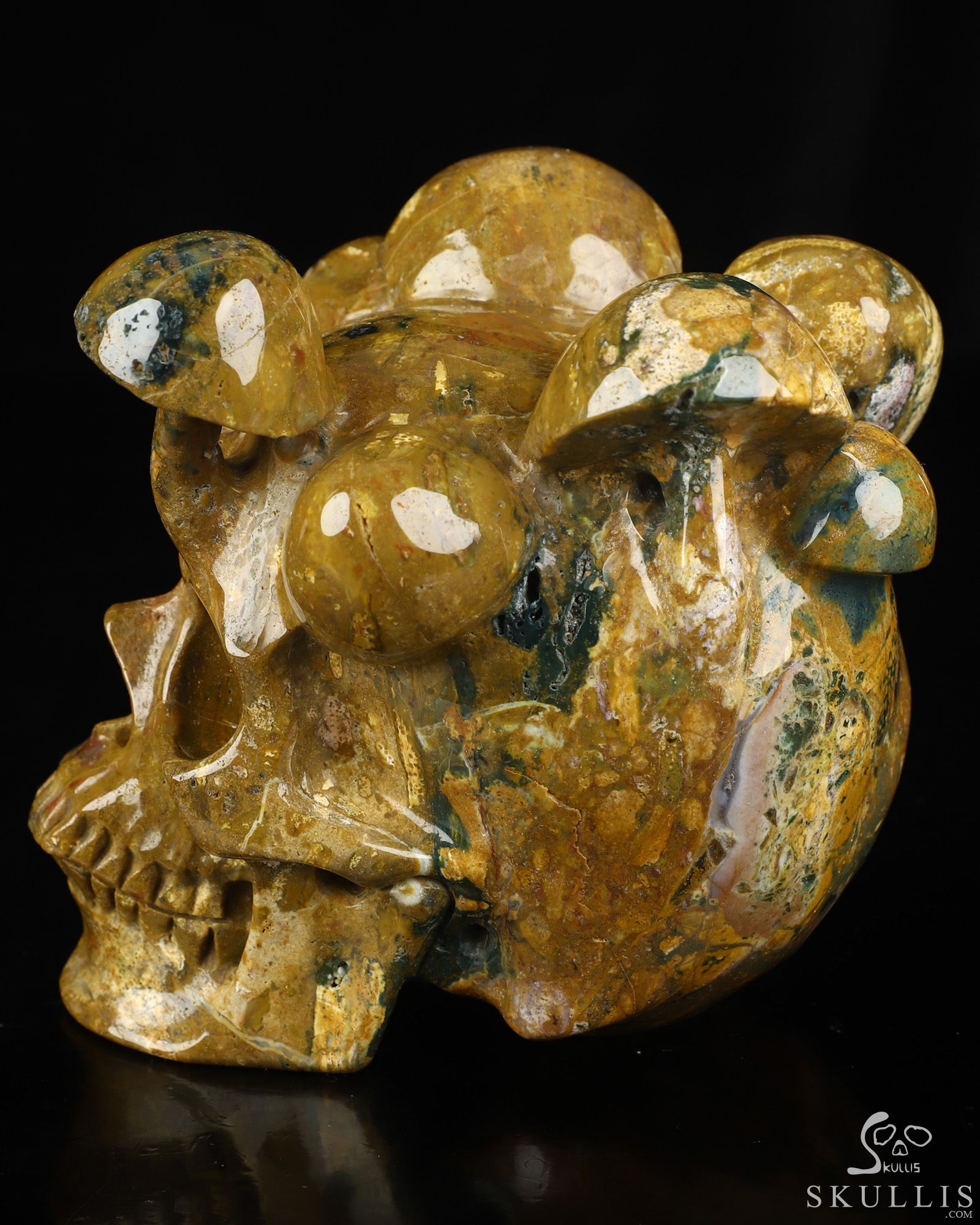5.2" Indian Agate Hand Carved Mushroom Crystal Skull Sculpture, Crystal Healing 5.2" Indian Agate Hand Carved Mushroom Crystal Skull Sculpture, Crystal Healing