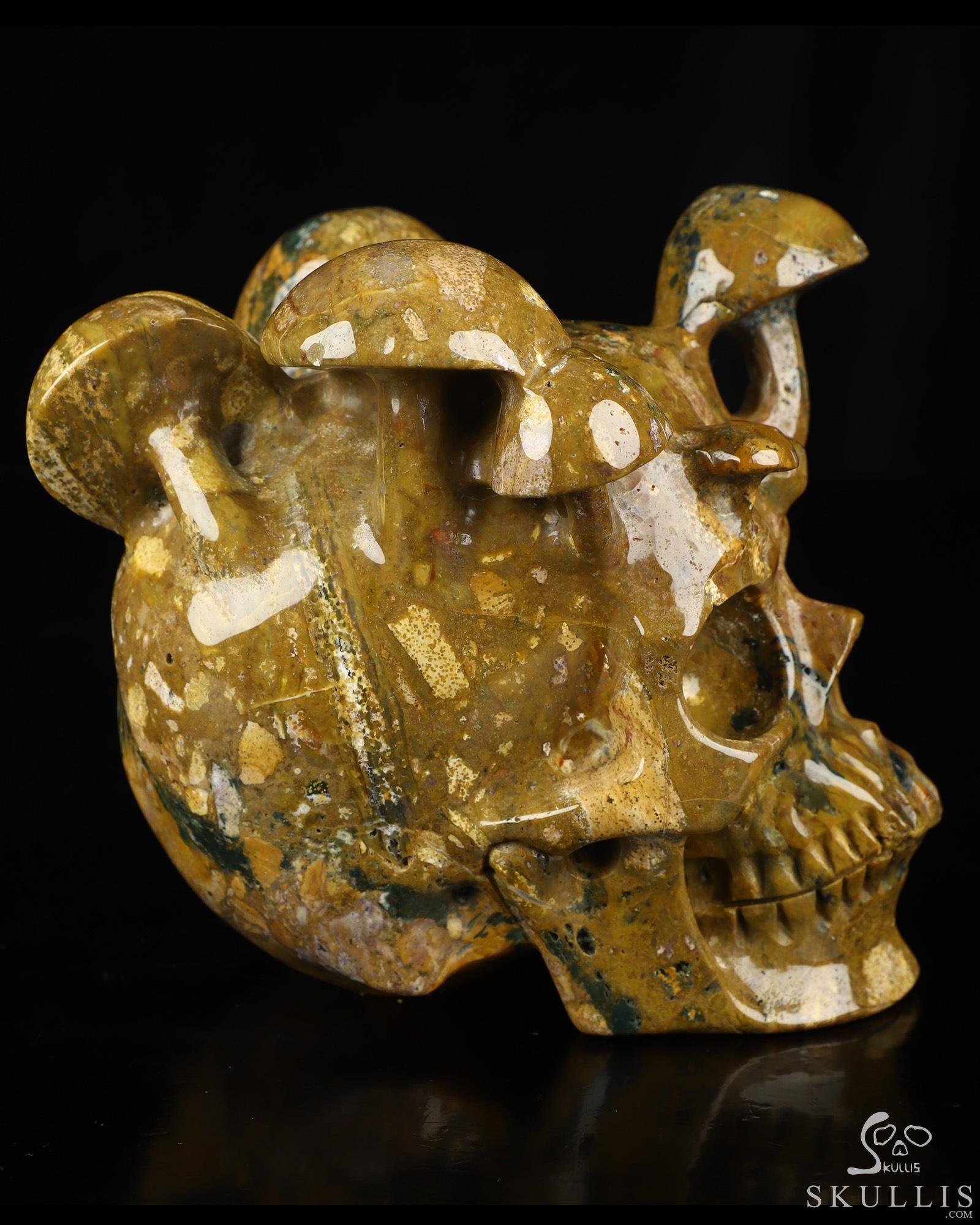5.2" Indian Agate Hand Carved Mushroom Crystal Skull Sculpture, Crystal Healing 5.2" Indian Agate Hand Carved Mushroom Crystal Skull Sculpture, Crystal Healing