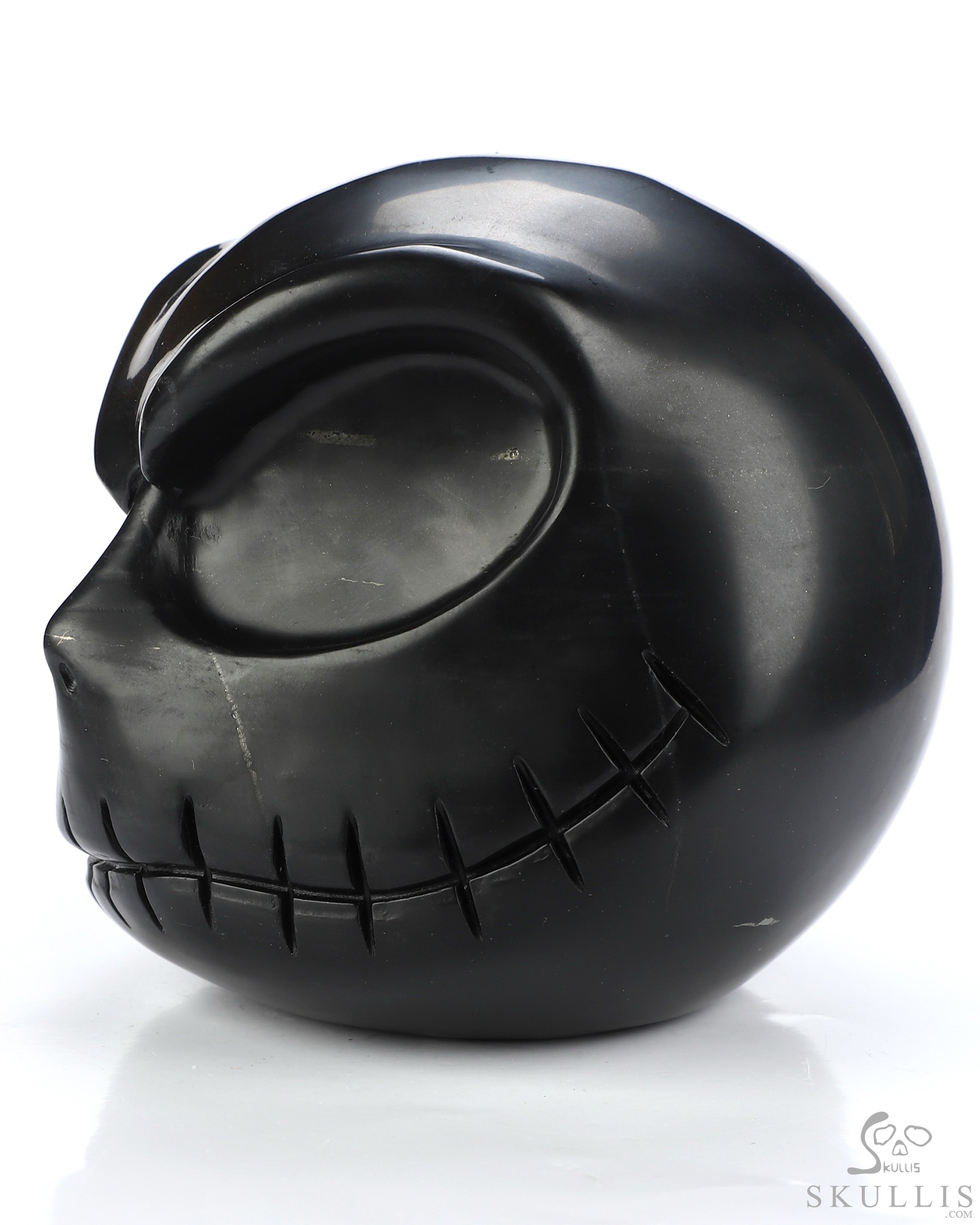 3.9" Shungite Hand Carved Jack Crystal Skull Sculpture, Crystal Healing 3.9" Shungite Hand Carved Jack Crystal Skull Sculpture, Crystal Healing