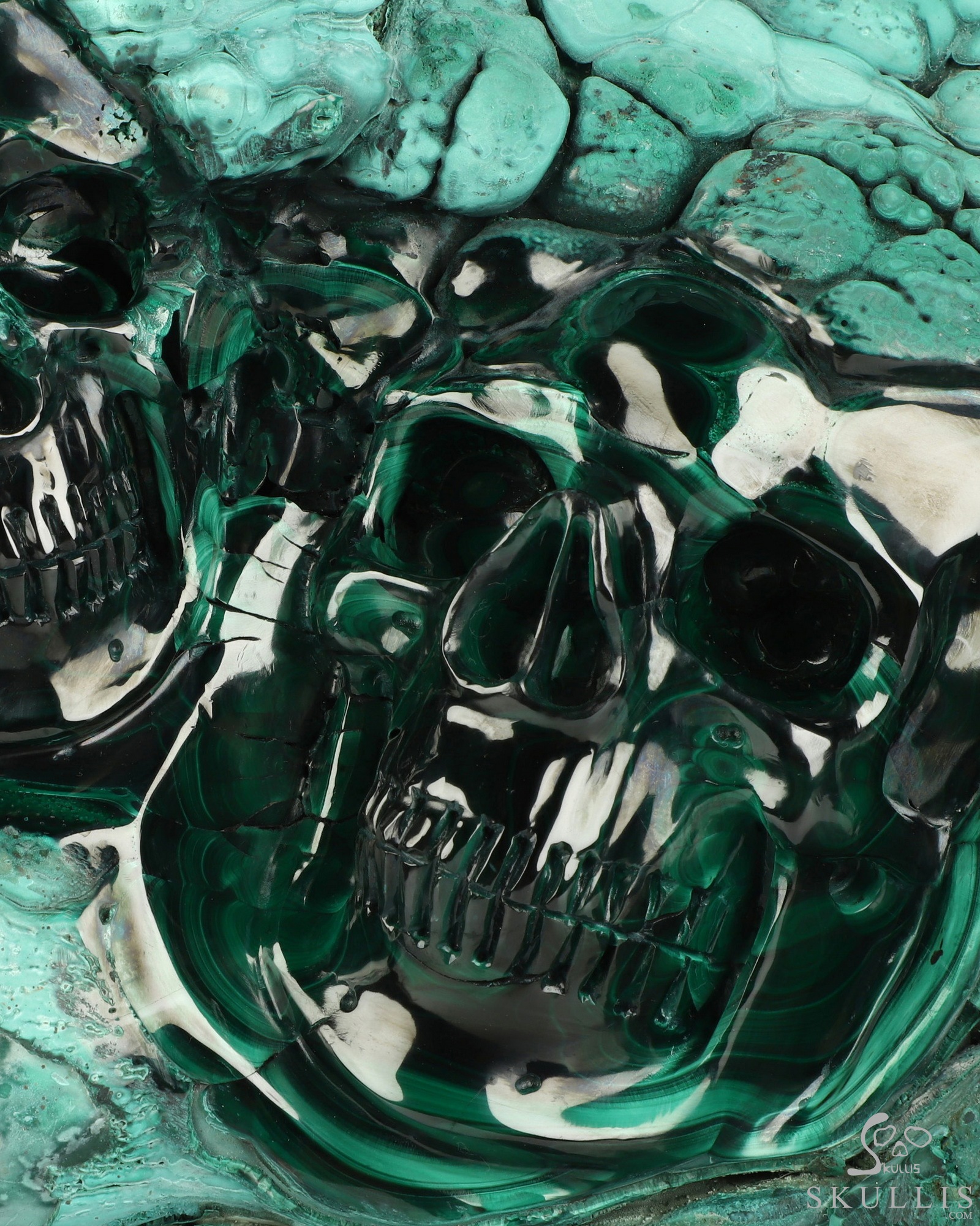 July 30, 2026 ACSAD (A Crystal Skull a Day) - The Twin Shadows of Cocytus - Gemstone 13.9" Malachite Carved Crystal Skull Fine Art Sculpture, Crystal Healing July 30, 2026 ACSAD (A Crystal Skull a Day) - The Twin Shadows of Cocytus - Gemstone 13.9" Malachite Carved Crystal Skull Fine Art Sculpture, Crystal Healing