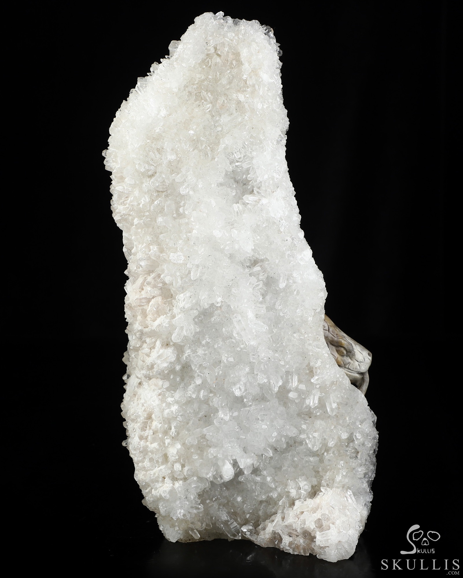 8.9" Quartz rock druse Hand Carved Crystal Skull with Snake Fine Art Sculpture, Crystal Healing 8.9" Quartz rock druse Hand Carved Crystal Skull with Snake Fine Art Sculpture, Crystal Healing