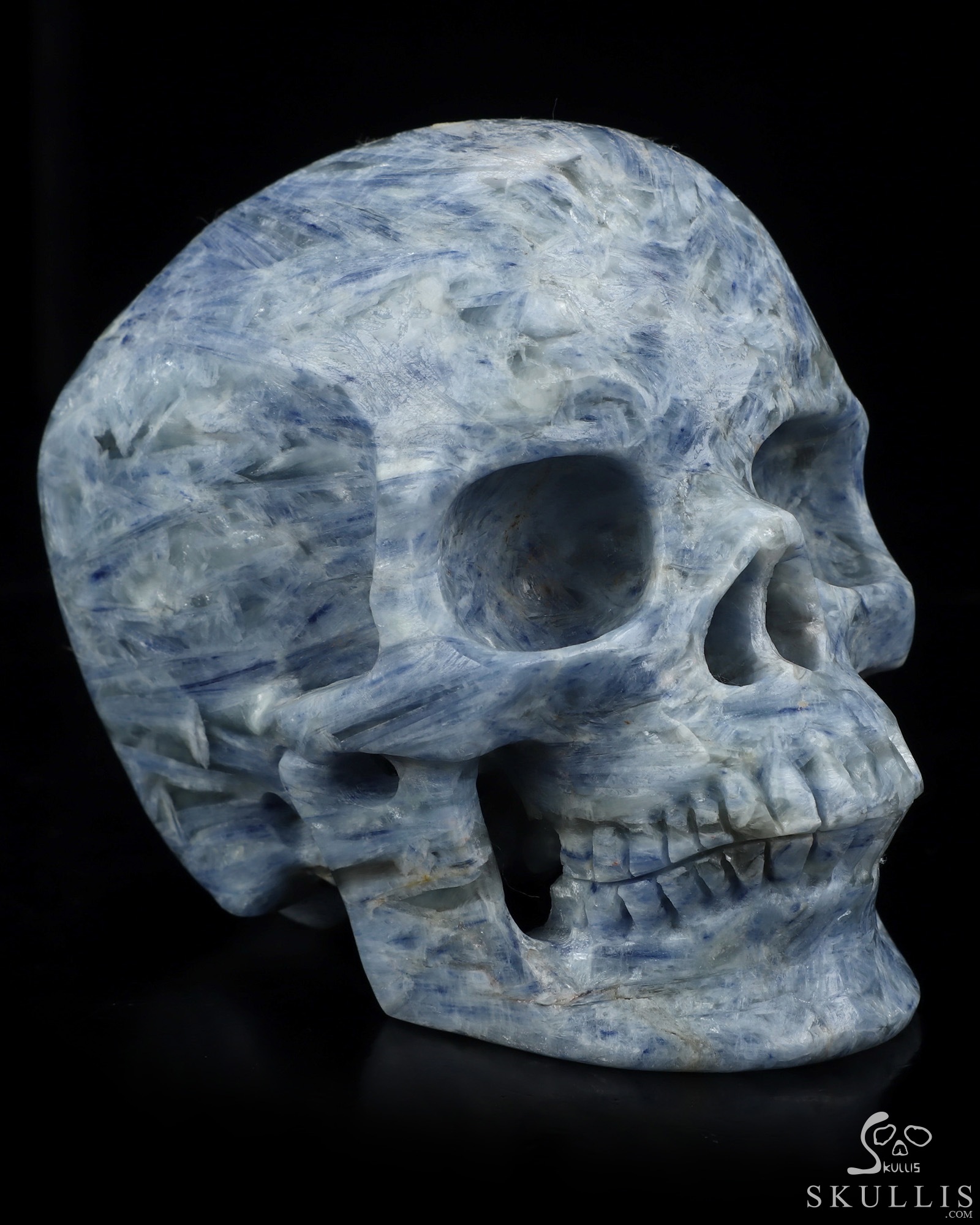 Gemstone 5.1" Kyanite Hand Carved Crystal Skull, Super Realistic, Crystal Healing Gemstone 5.1" Kyanite Hand Carved Crystal Skull, Super Realistic, Crystal Healing