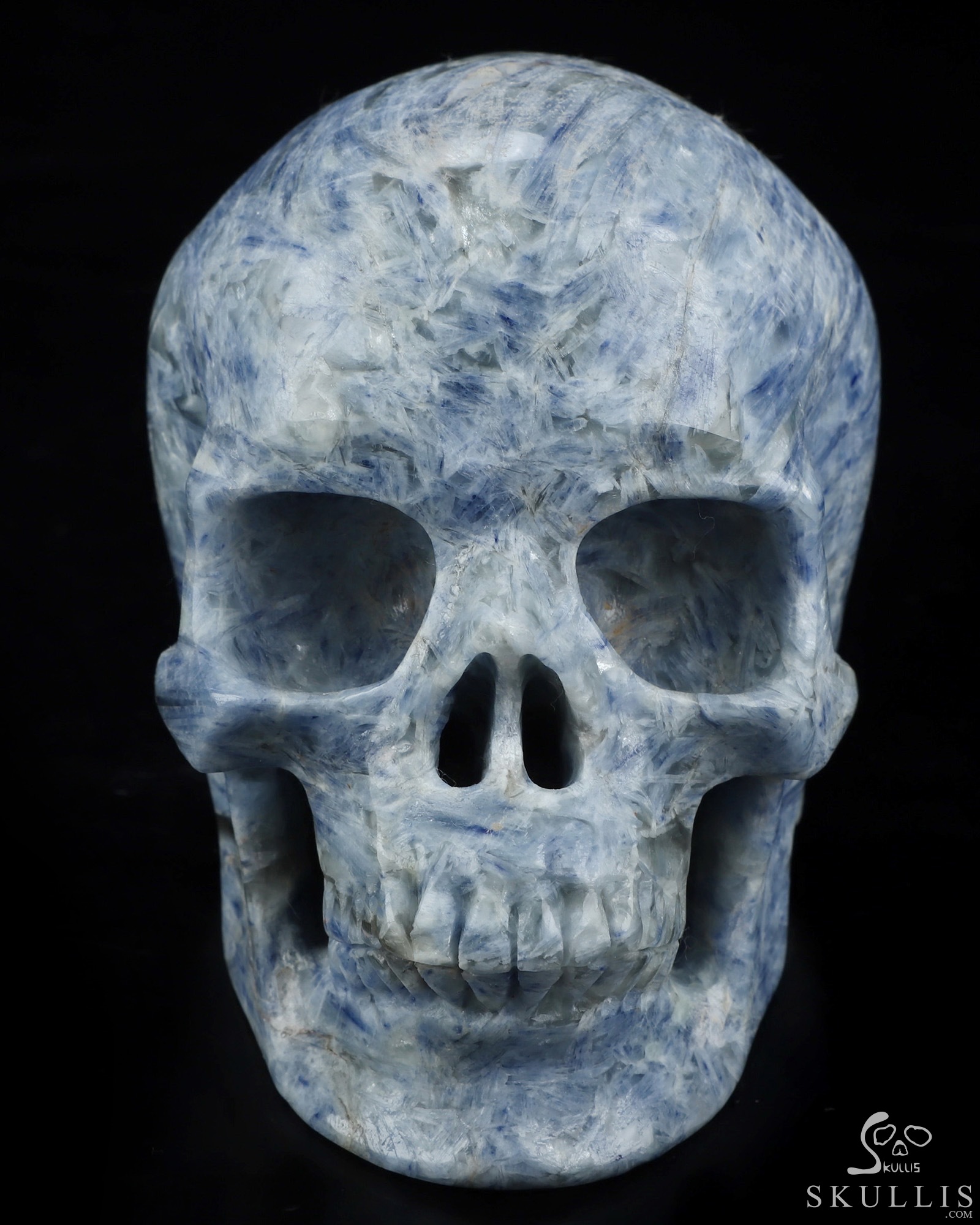 Gemstone 5.1" Kyanite Hand Carved Crystal Skull, Super Realistic, Crystal Healing Gemstone 5.1" Kyanite Hand Carved Crystal Skull, Super Realistic, Crystal Healing